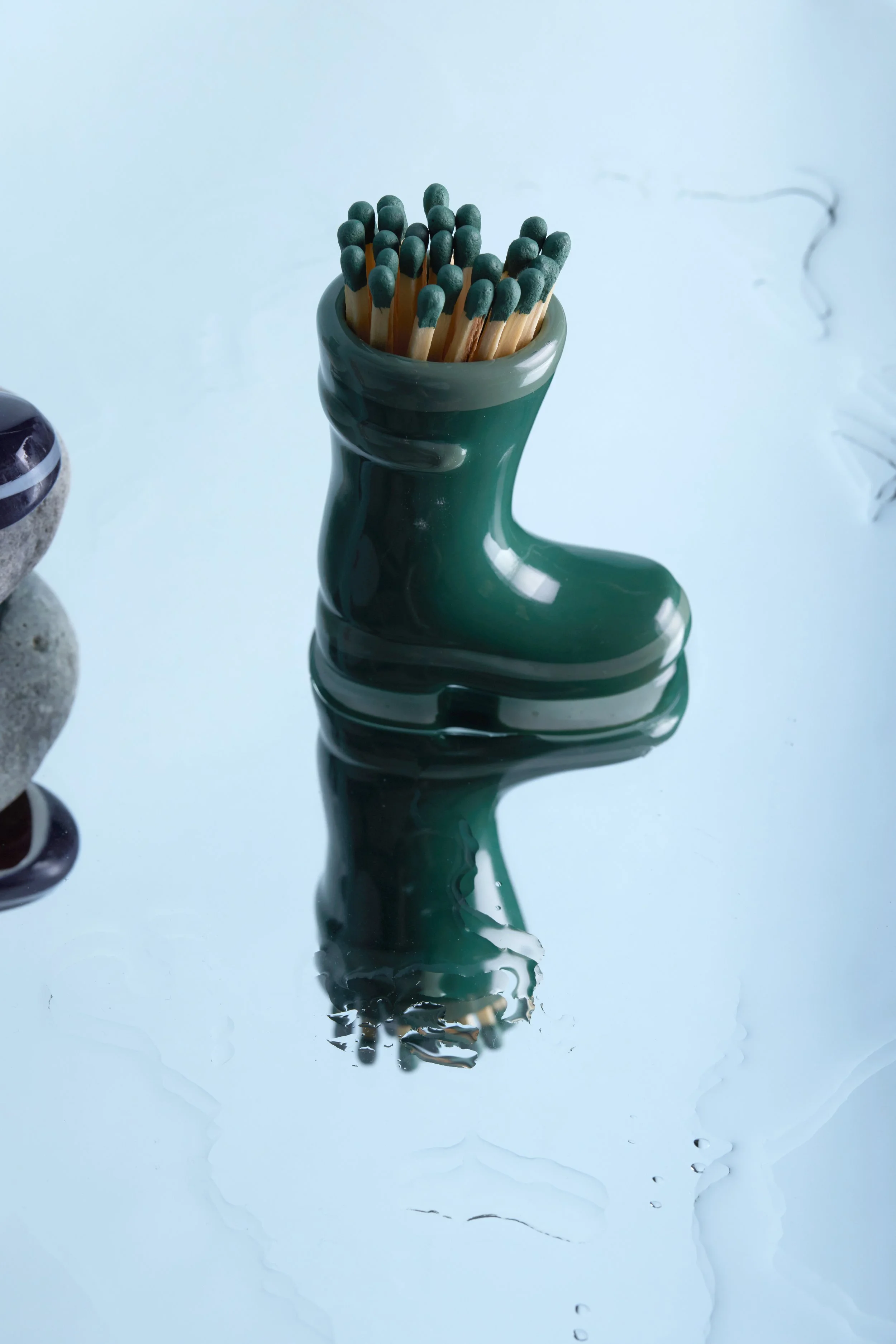 Paddywax Wellington Boot Holder with 25 Matches - Green2.jpg