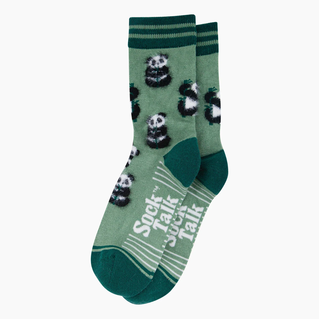 Panda Fluffy Bamboo Socks in Green2.png