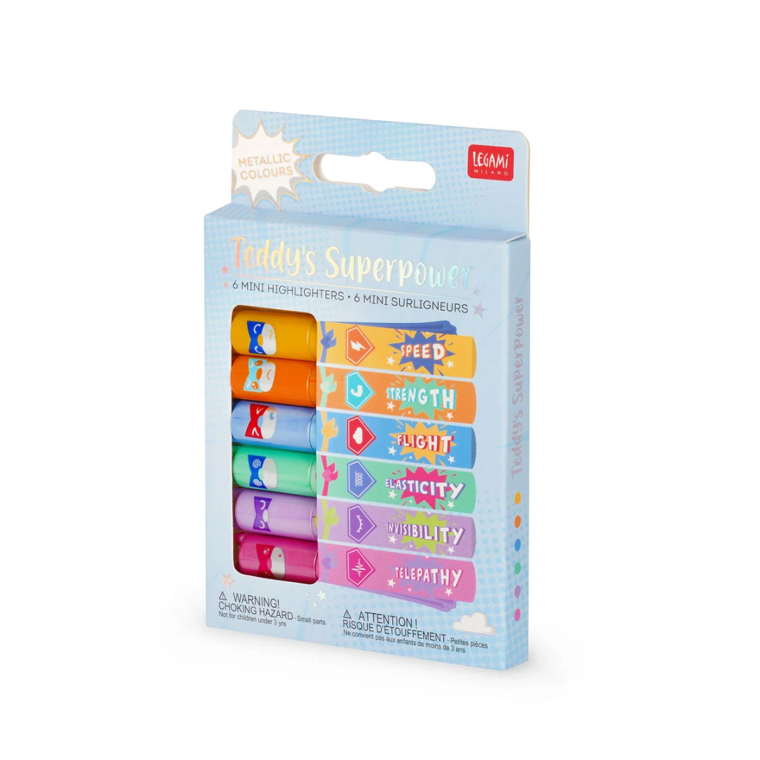 Set of 6 Mini Highlighters - Teddy's Superpower pack.png
