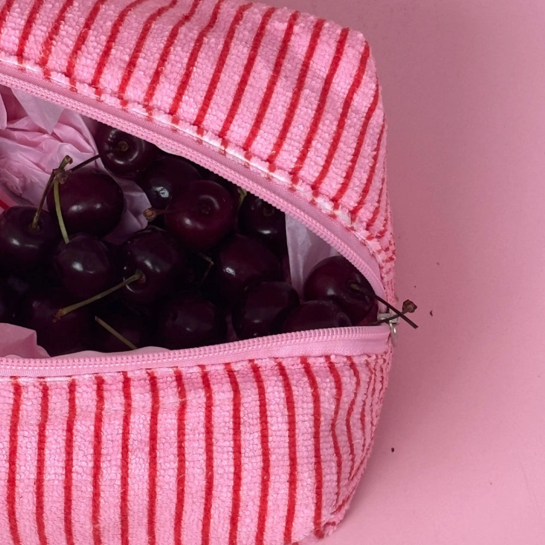 Towel Makeup Bag - Cherry Stripe2.png