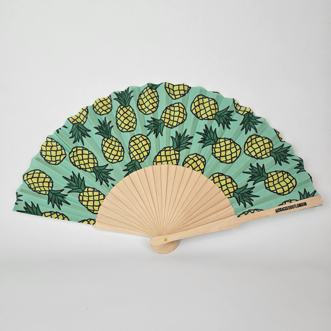 Small Folding Wood Hand Fan – Pineapple Print.png