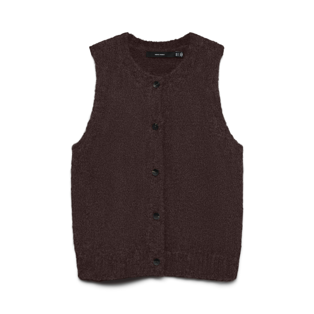 Vera Moda Novah Button-up Vest - Chocolate