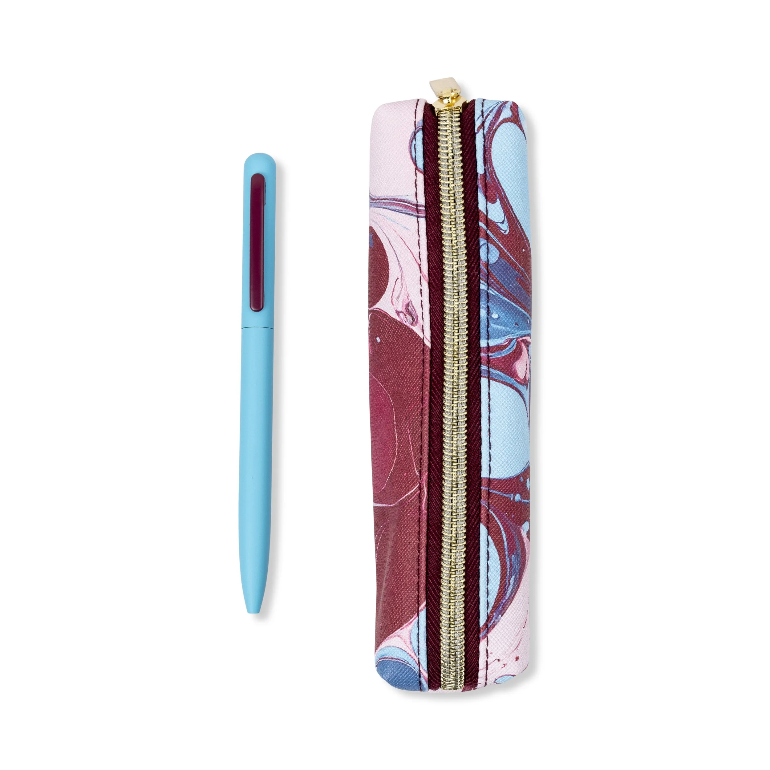 pouch and pen set marble.jpg