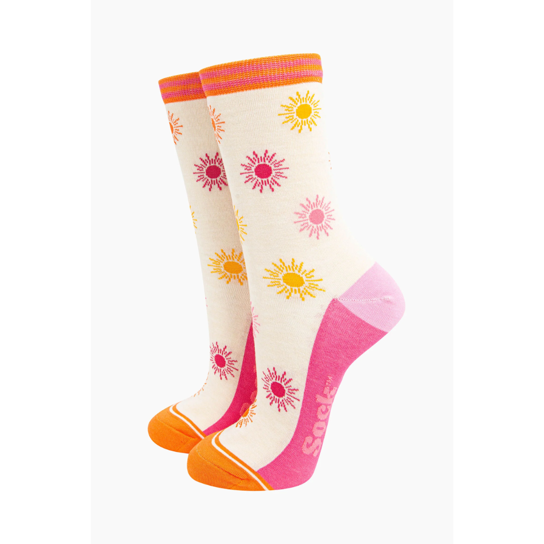 Women's Bamboo Socks - Cream Multi, Sunshine.png