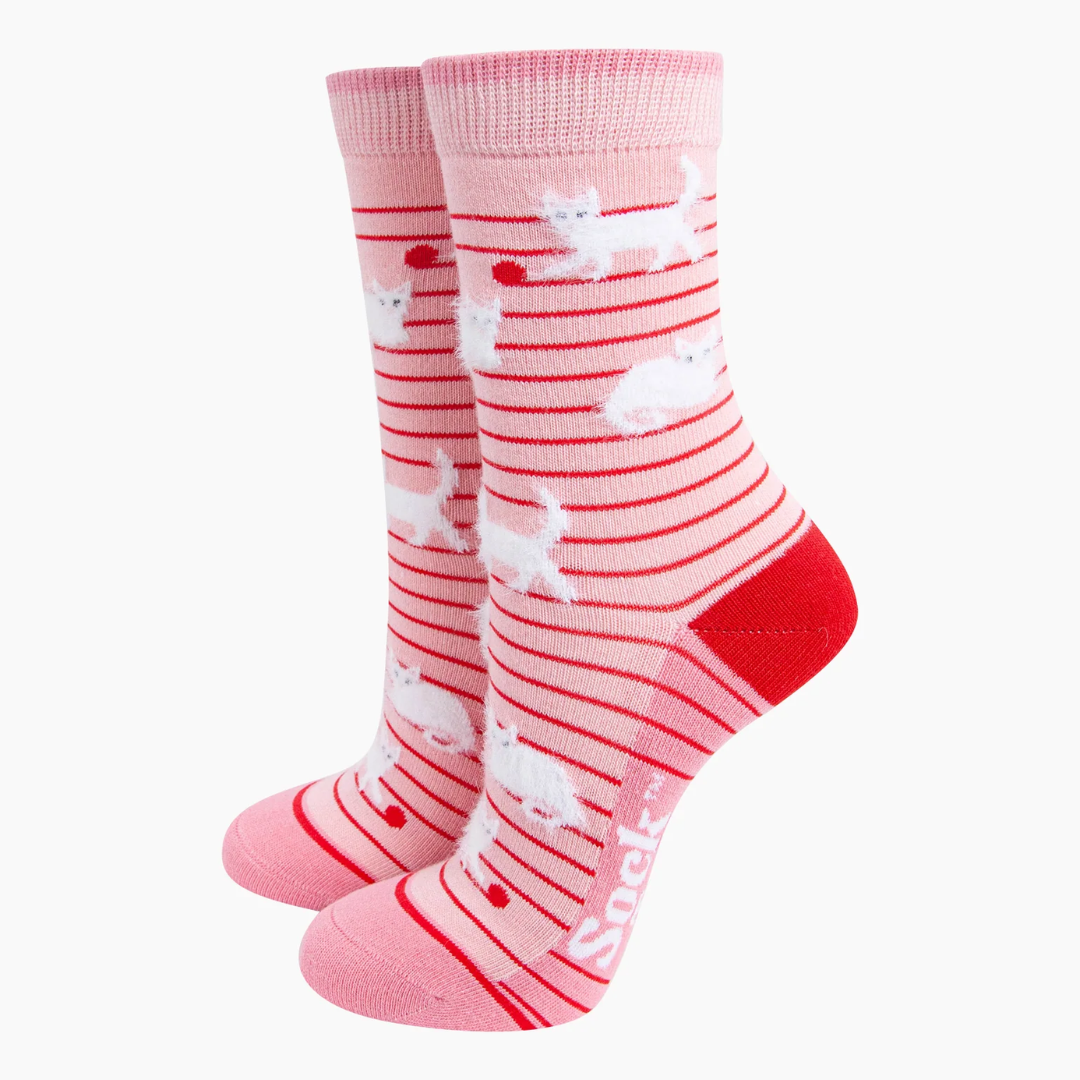 Cat Playing with Wool Fluffy Bamboo Socks in Pink.png