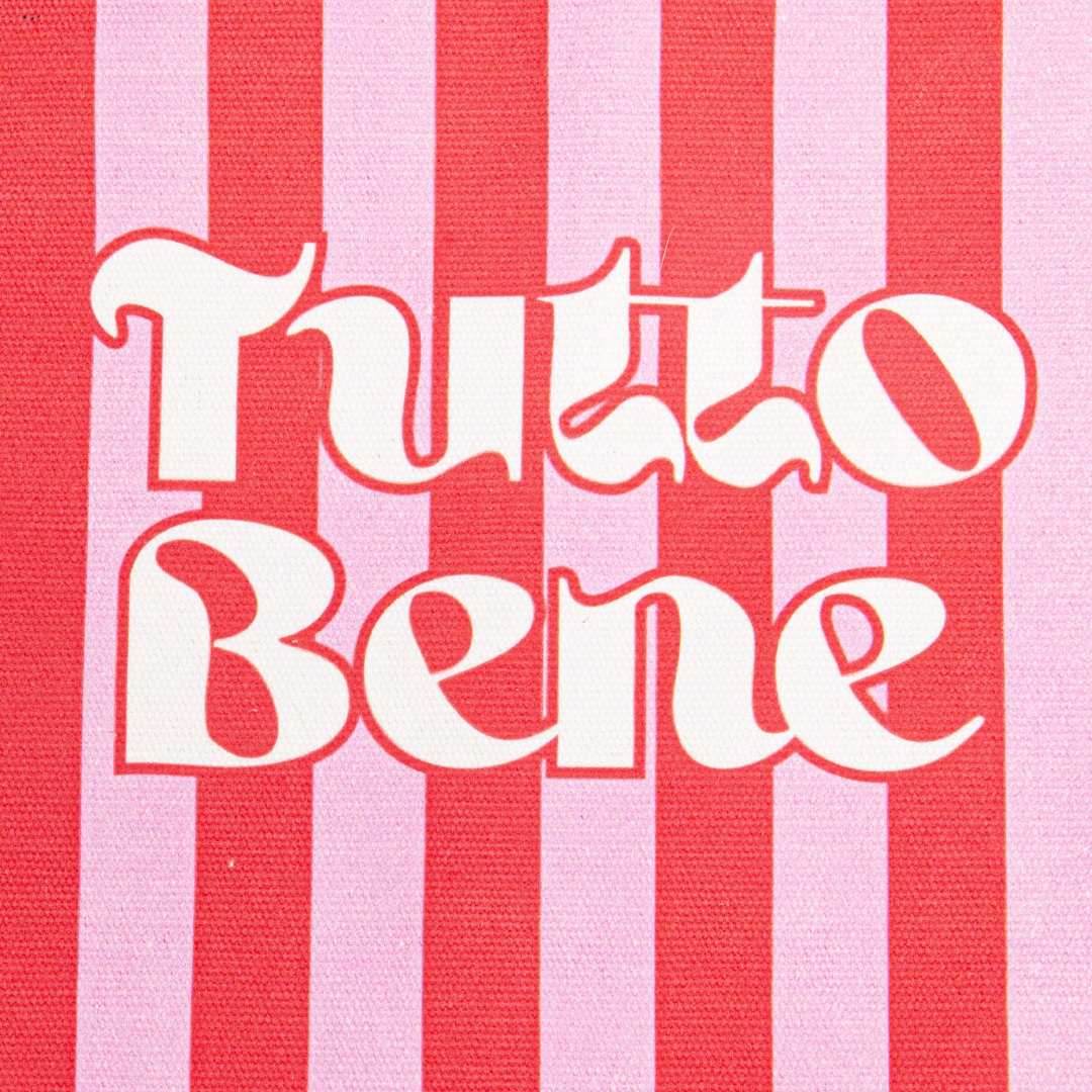 Tutto Bene Striped Canvas Tote Bag in Pink2.png