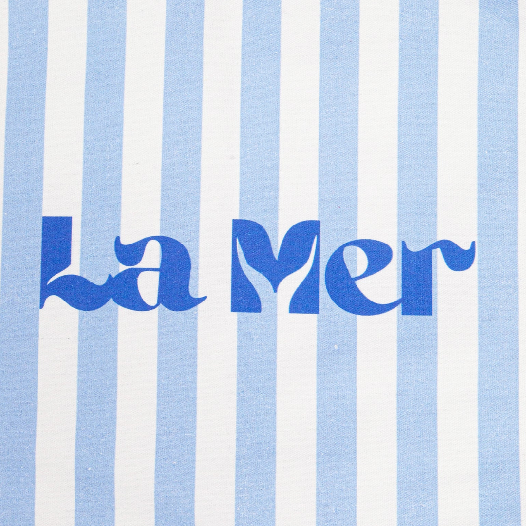 La Mer Striped Frilled Canvas Tote Bag in Blue2.png