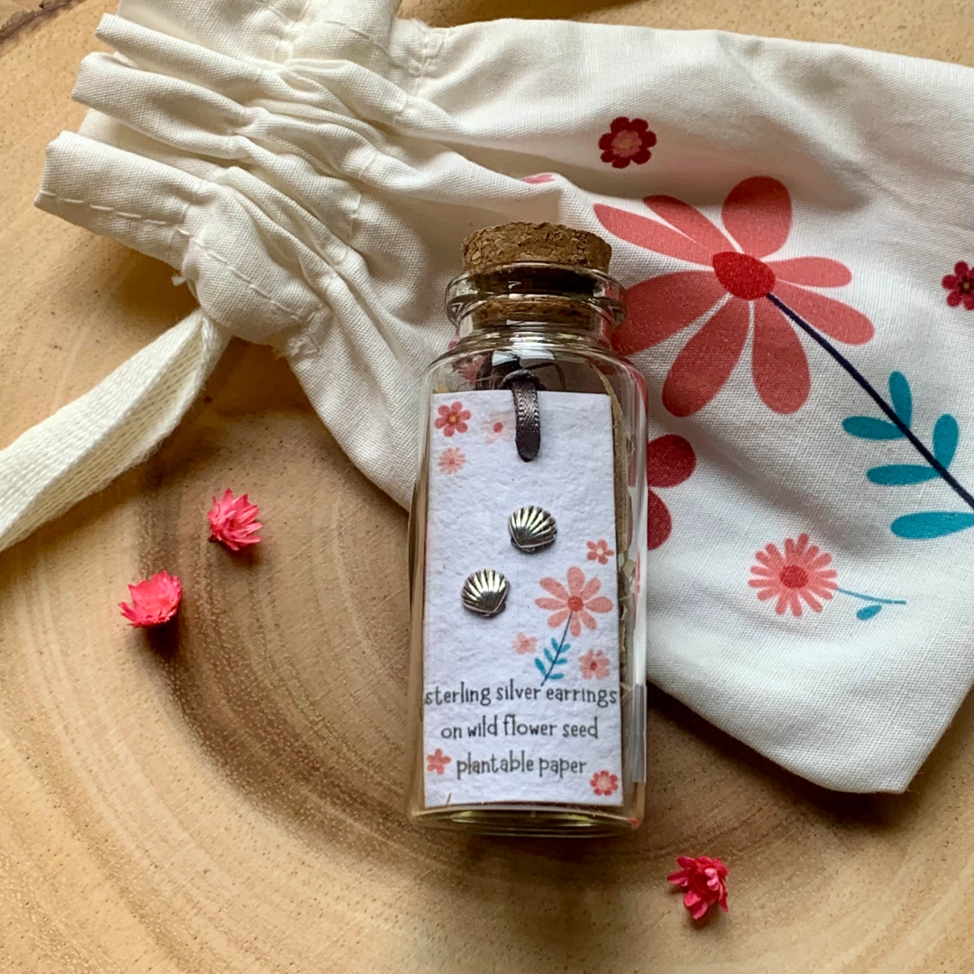 Shell Sterling Silver Bottled Earrings with Cotton Bag .png
