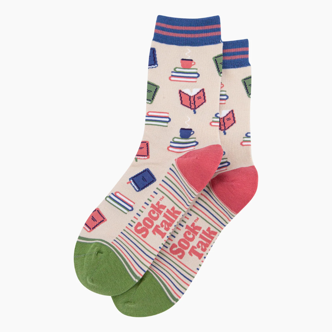 Book Lover Bamboo Socks in Cream2.png