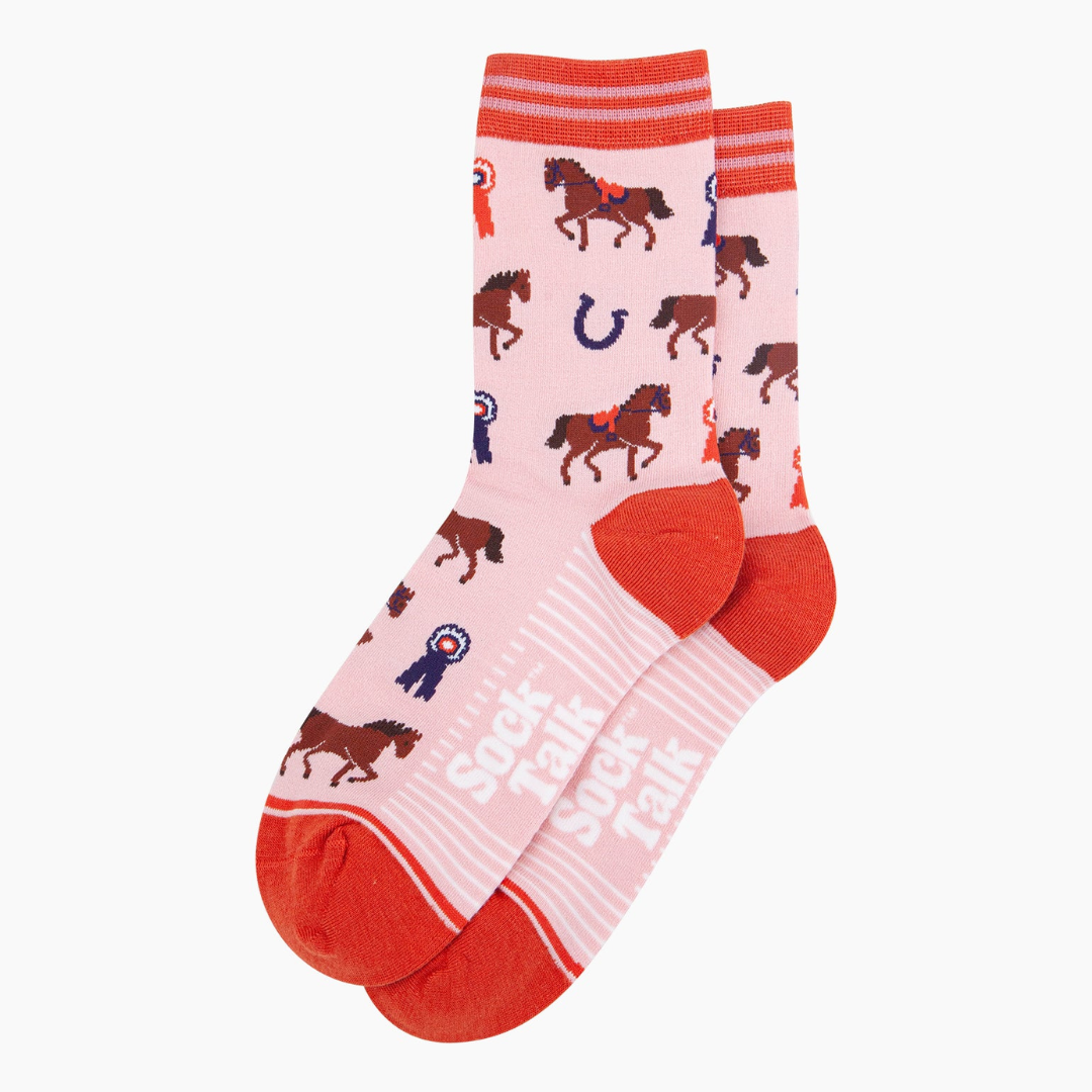 Horse Riding Bamboo Socks in Pink2.png