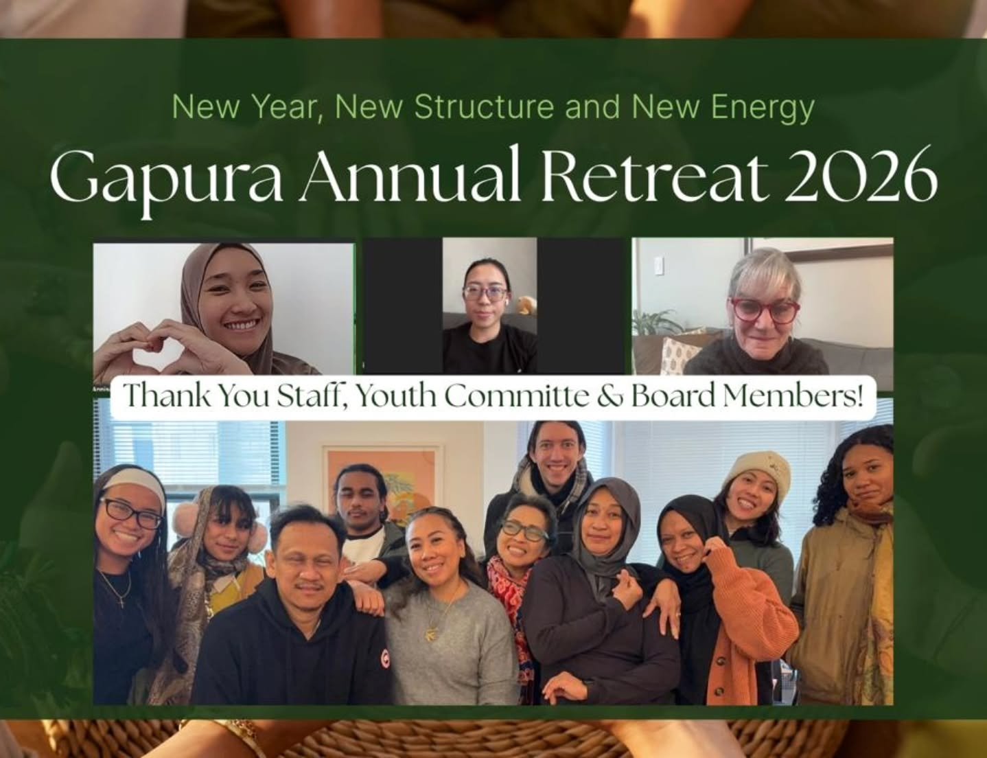 We had a thoughtful and energizing Retreat planning for 2026! New Year and new roles and new energy!

NEW Staff alert‼️
Niedal - Maintenance Assistant 
Graci - Youth Committee Chair
Geubrinarizky - Youth Committee Member

New roles alert!
Sinta - Vol