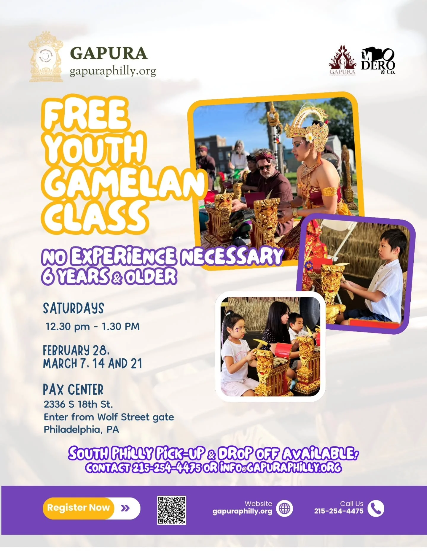 Kelas Gamelan GRATIS khusus hari Sabtu di Philadelphia! 🎶
🗓️ 7 Mar, 14 Mar, 21 Mar 
⚠️ Kuota terbatas
🚗Tersedia antar jemput South Philly
Ayo buruan daftar disini ya
https://forms.gle/D8BUbJHFXZ1itxDb6

FREE Gamelan Classes &ndash; Saturdays in Ph