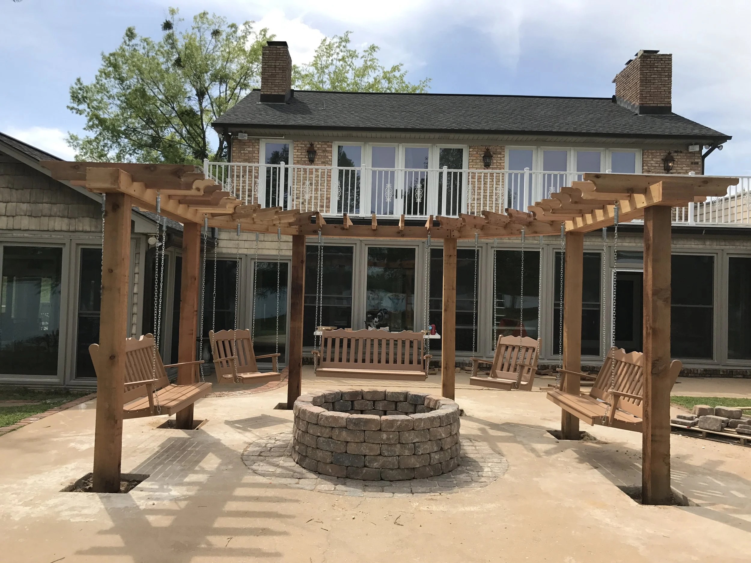 Construction of a custom swing and firepit