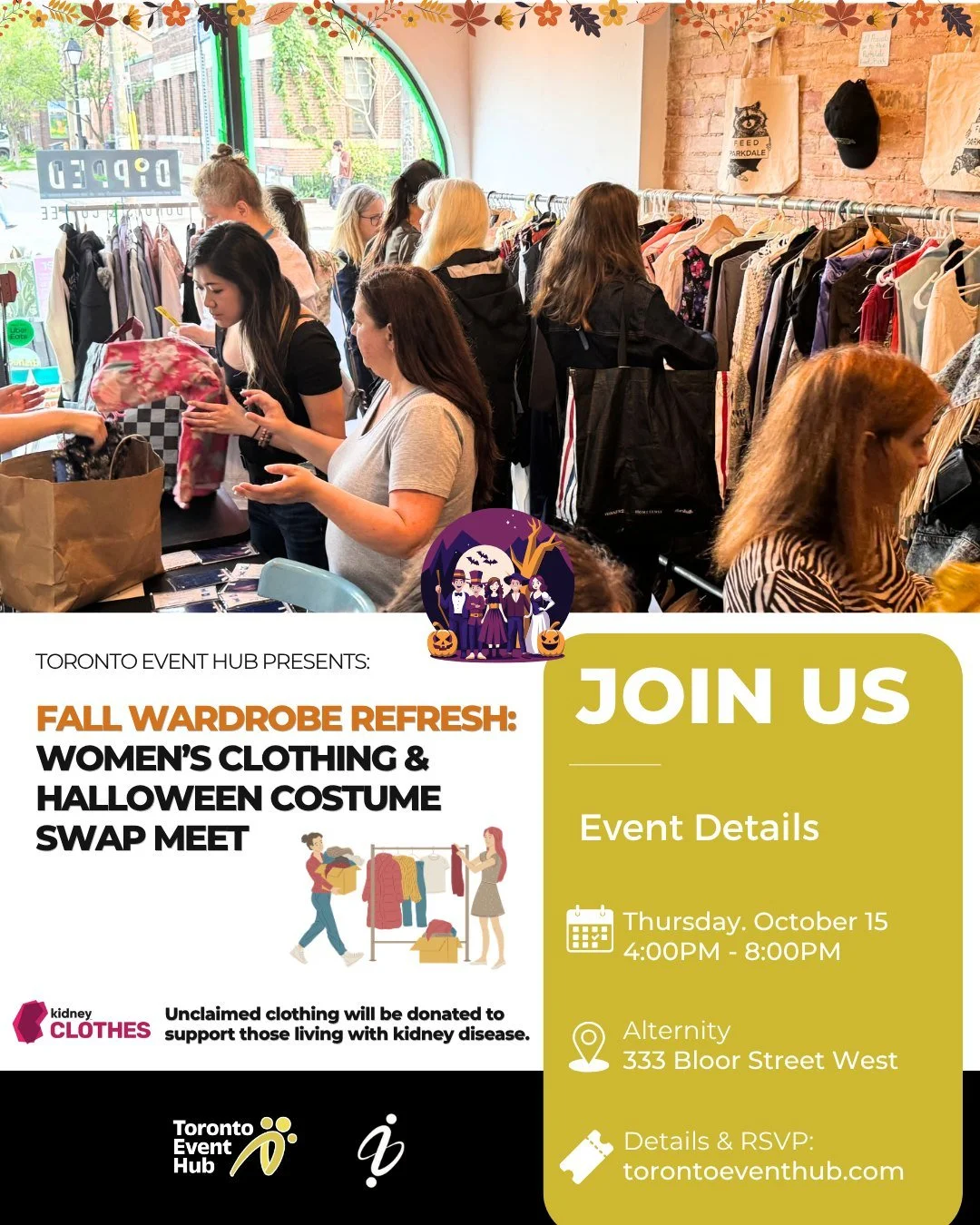 🍂👗 DON&rsquo;T MISS OUR FALL WARDROBE REFRESH &amp; HALLOWEEN COSTUME SWAP MEET! 🎃

Ready to refresh your wardrobe without spending a fortune? Join Toronto Event Hub for a fun, sustainable clothing swap where you can discover new favourites, find 