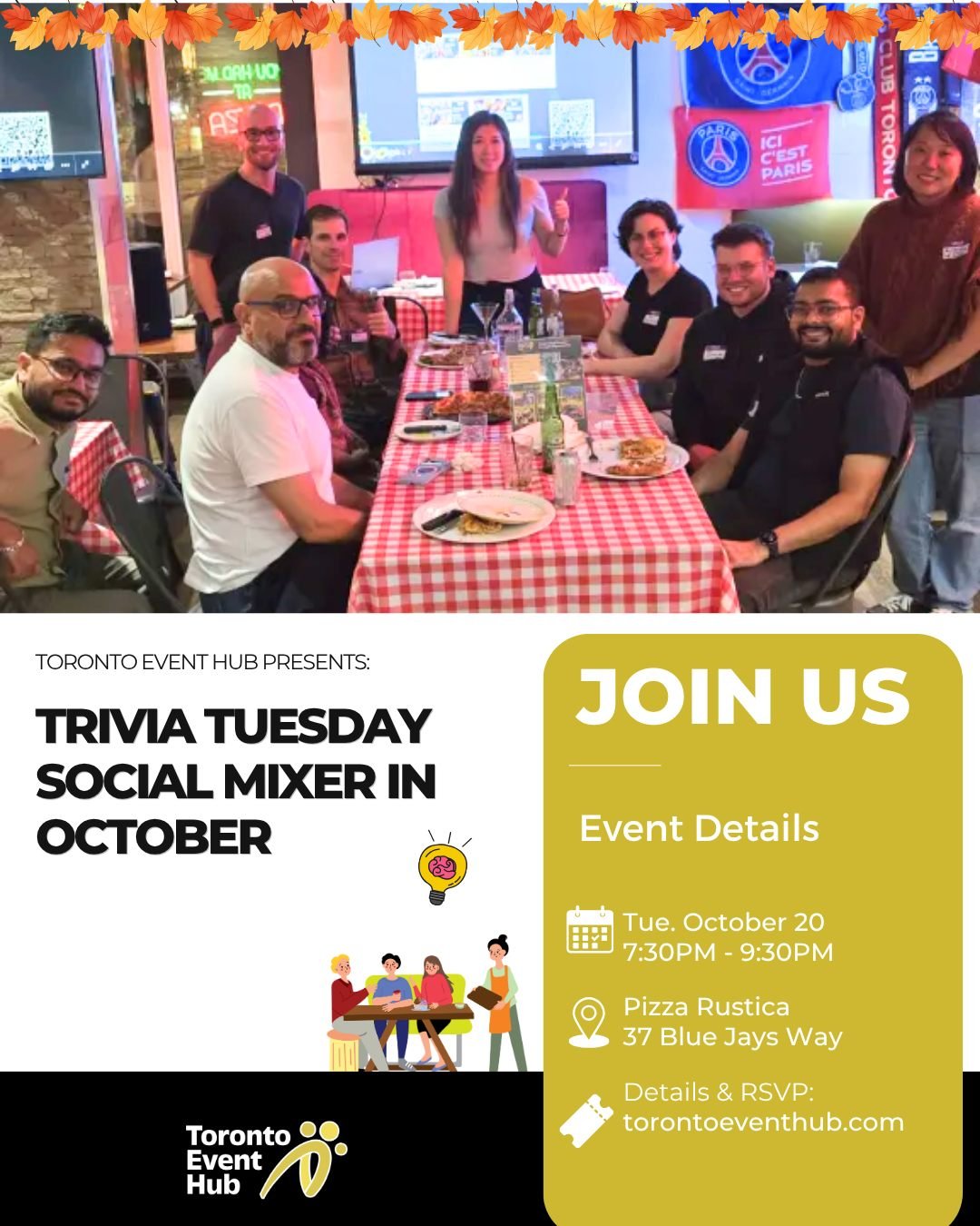 Skip the usual Tuesday plans &mdash; trivia night is calling. 🍕🏆

Join us for an interactive evening of trivia, team challenges, laughs and a chance to win a prize!

Come solo, bring a friend or join a team when you arrive. It&rsquo;s a fun, easygo