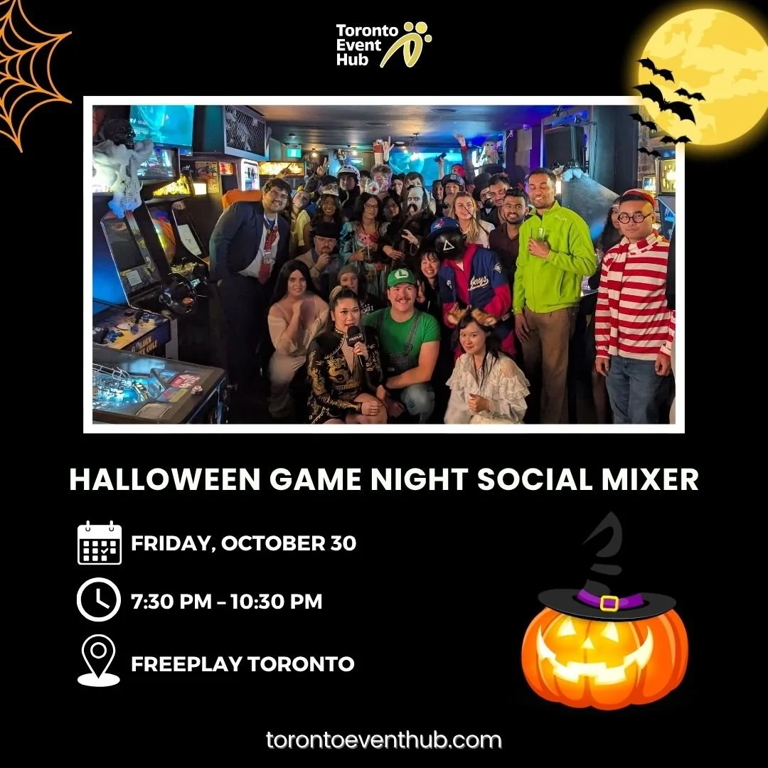 🎃 YOUR HALLOWEEN PLANS JUST GOT A WHOLE LOT MORE FUN! 👻🕹️

Who says Halloween fun is just for kids? Get ready for a Friday night of friendly competition, arcade games, creative costumes and good vibes with Toronto Event Hub! 🧡✨

Round up your fri