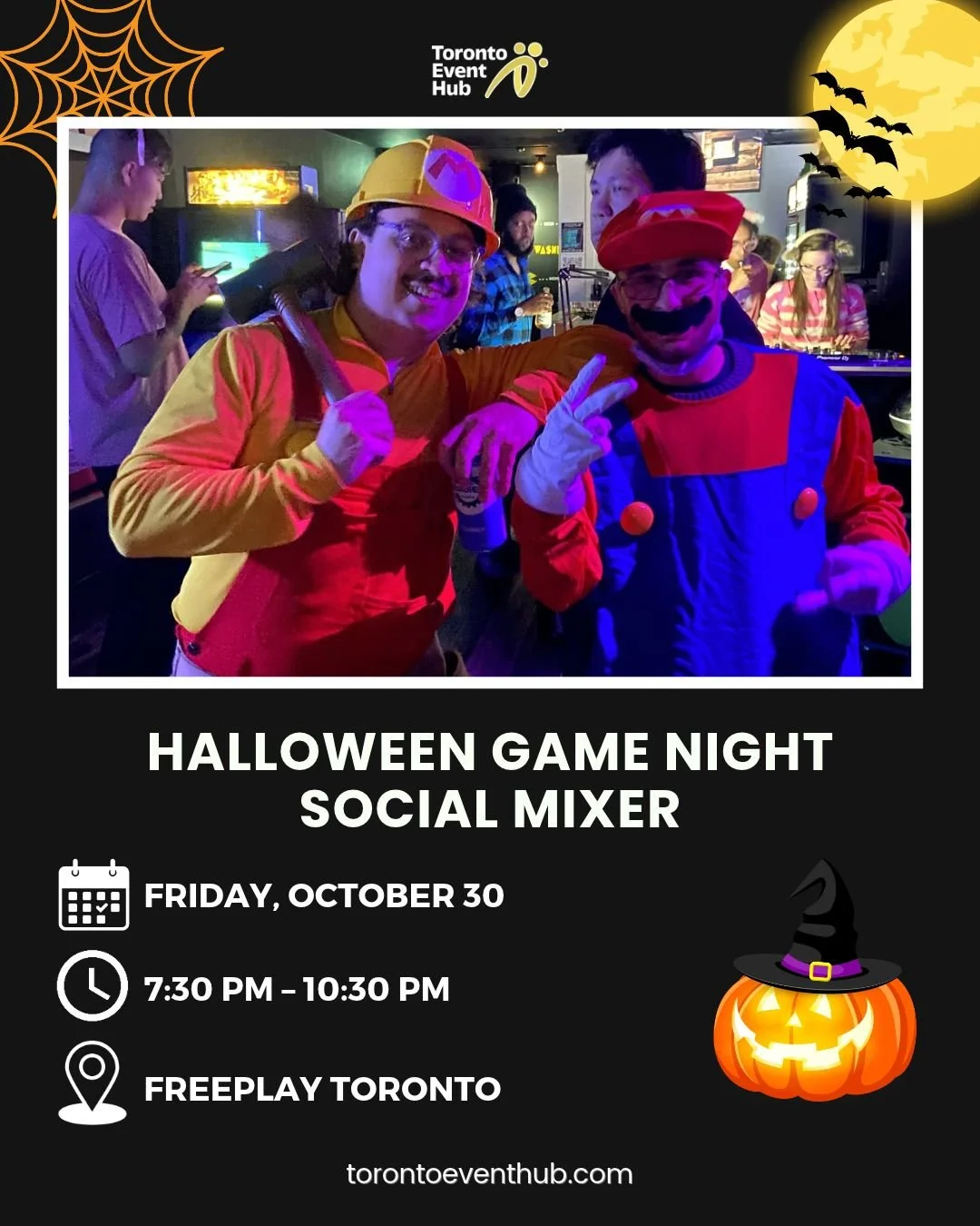 👻 It&rsquo;s Halloween Game Night TODAY! 
Get ready for an evening of spooky fun, games, and new connections! 🎃

Here's what to expect:
🧠 Interactive team trivia 8-9pm with prizes to win
🕹️ Unlimited arcade &amp; video games 
🏆 Halloween costume