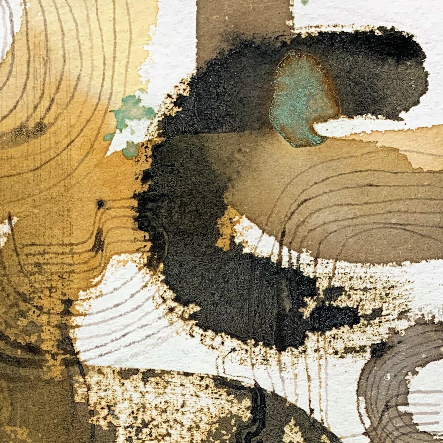 Environmental drawing about wind and water by Joanne Mouland - natural handmade inks on handmade rag paper