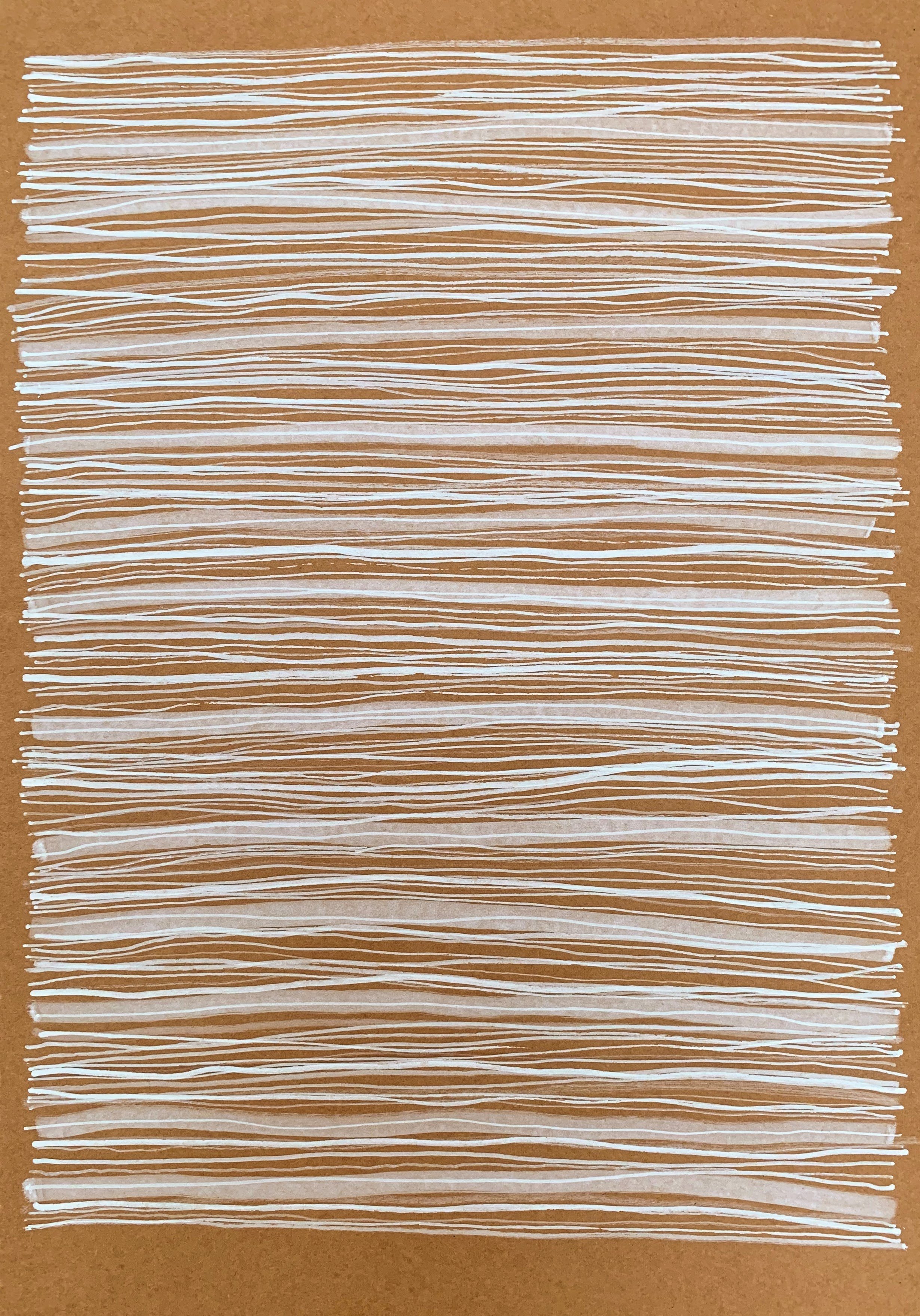 Environmental drawing about wind and water by Joanne Mouland - White pen on brown Kraft paper