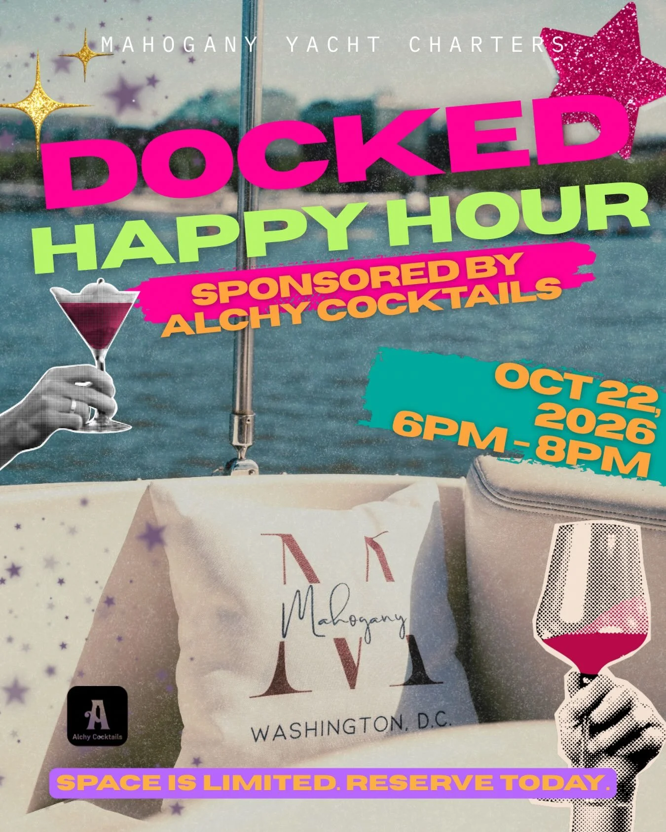 🍂 One last happy hour before we close out the season! 🥂

Join Mahogany Yacht Charters on Thursday, October 22nd from 6&ndash;8 PM for our FINAL Docked Happy Hour of the season! ⚓️✨

Enjoy handcrafted cocktail tastings from @drinkalchy , including t