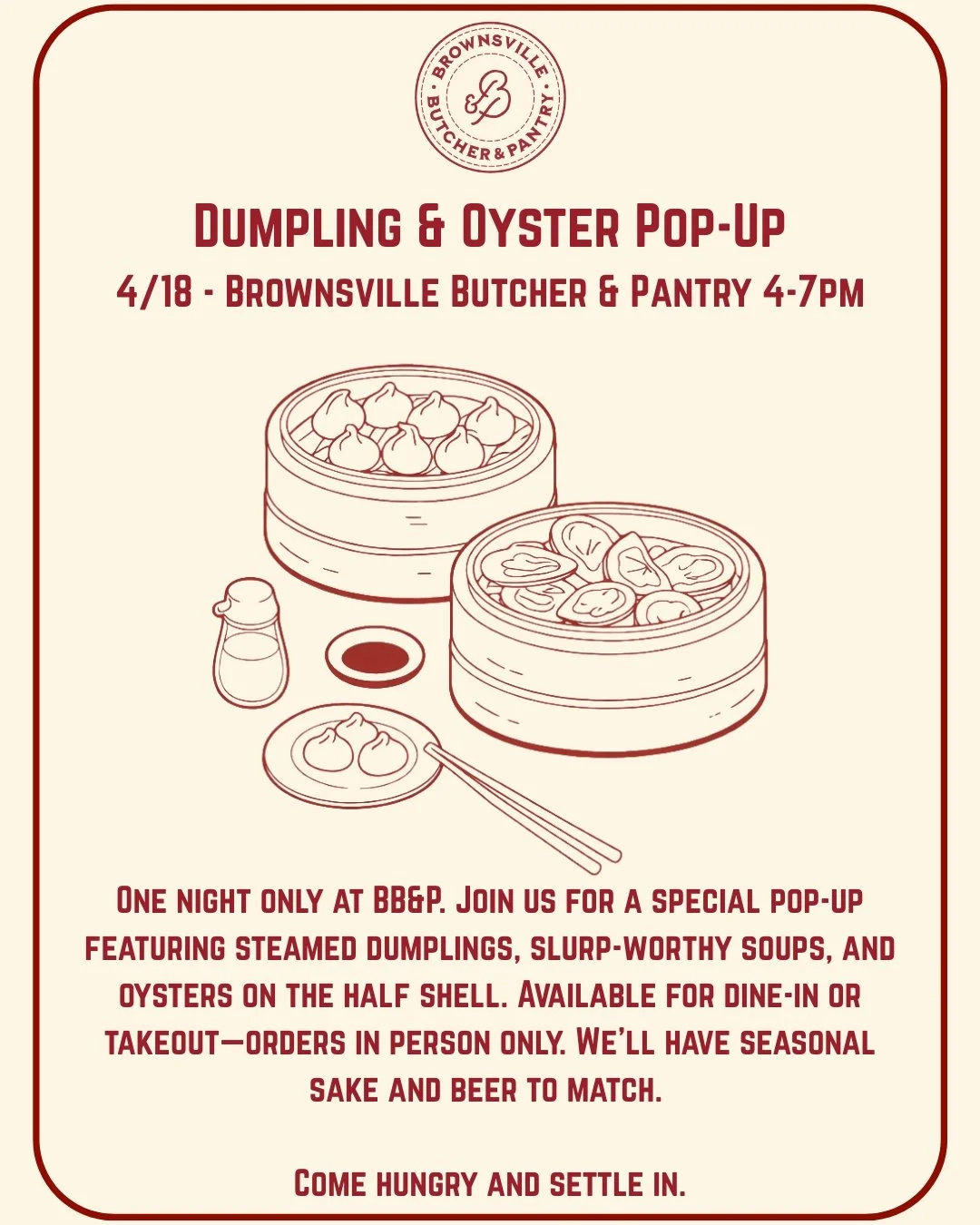 Dumpling &amp; Oyster Pop-Up