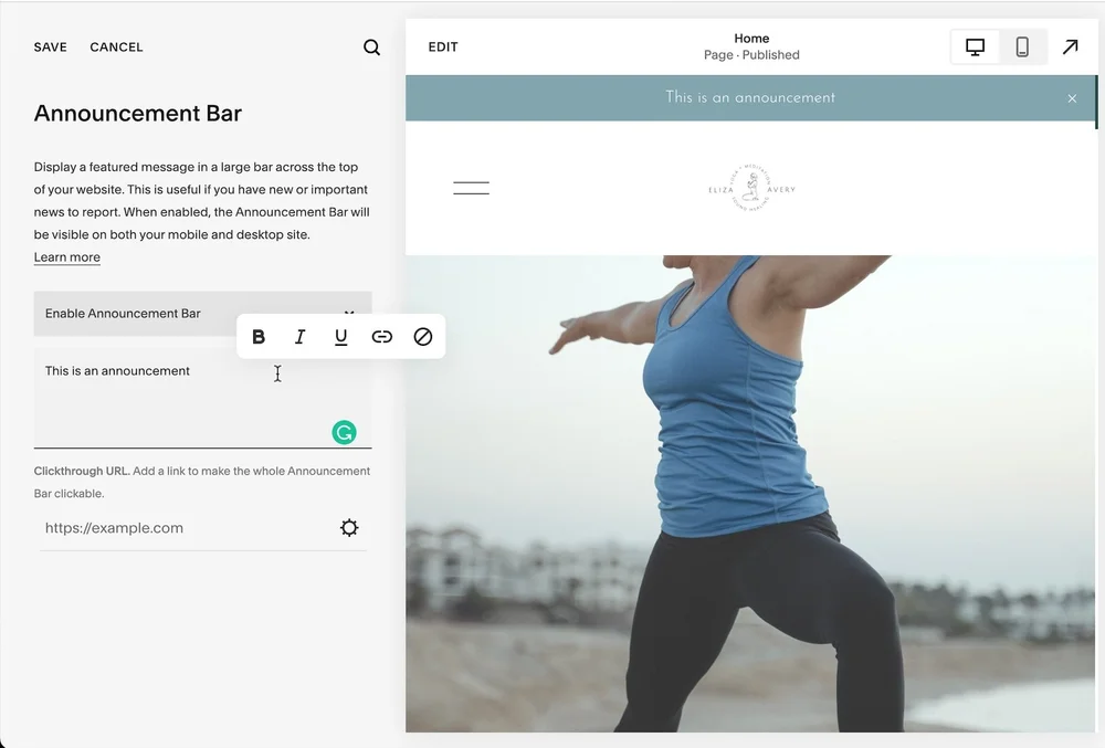 Squarespace Tutorial: How to Add a Promotional Pop-Up and Announcement Bar
