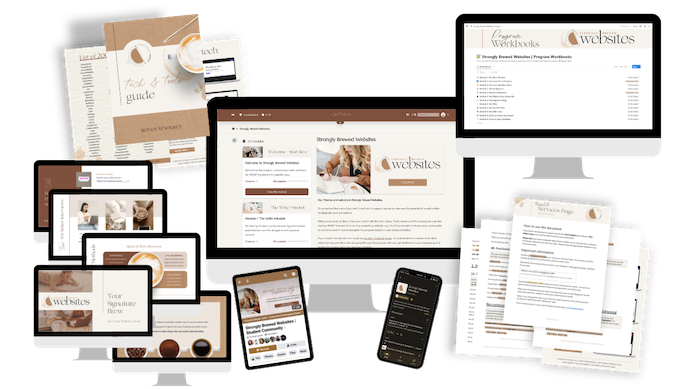 mockup of strongly brewed websites course