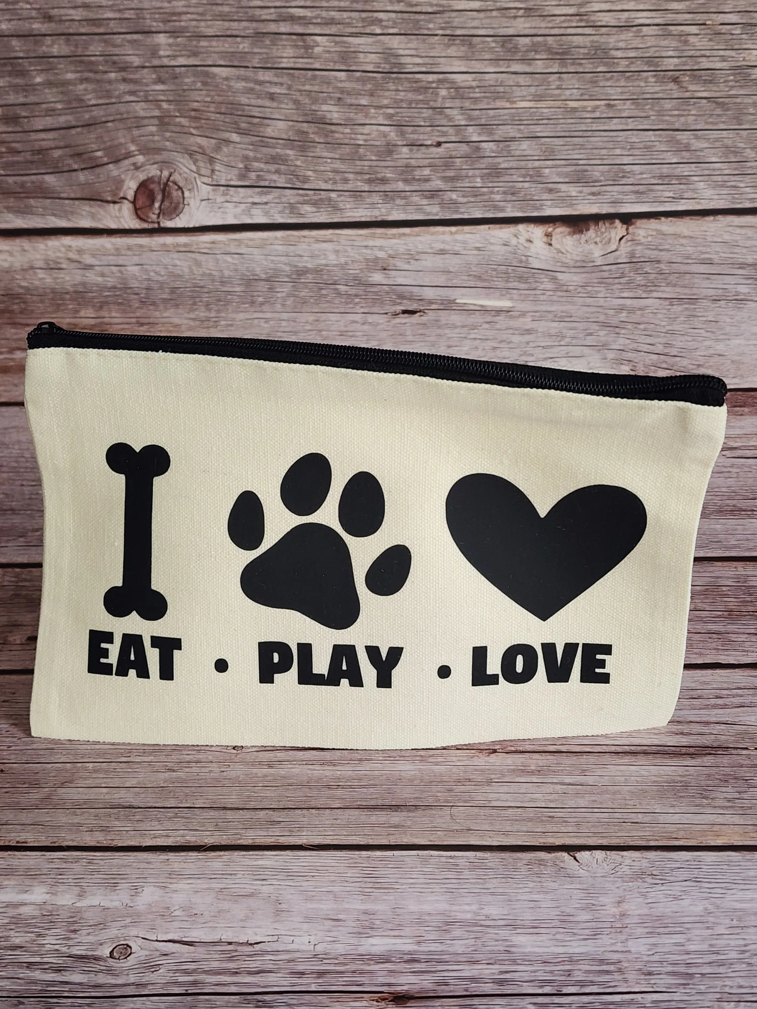 Eat, Play, Love Zipper Bag