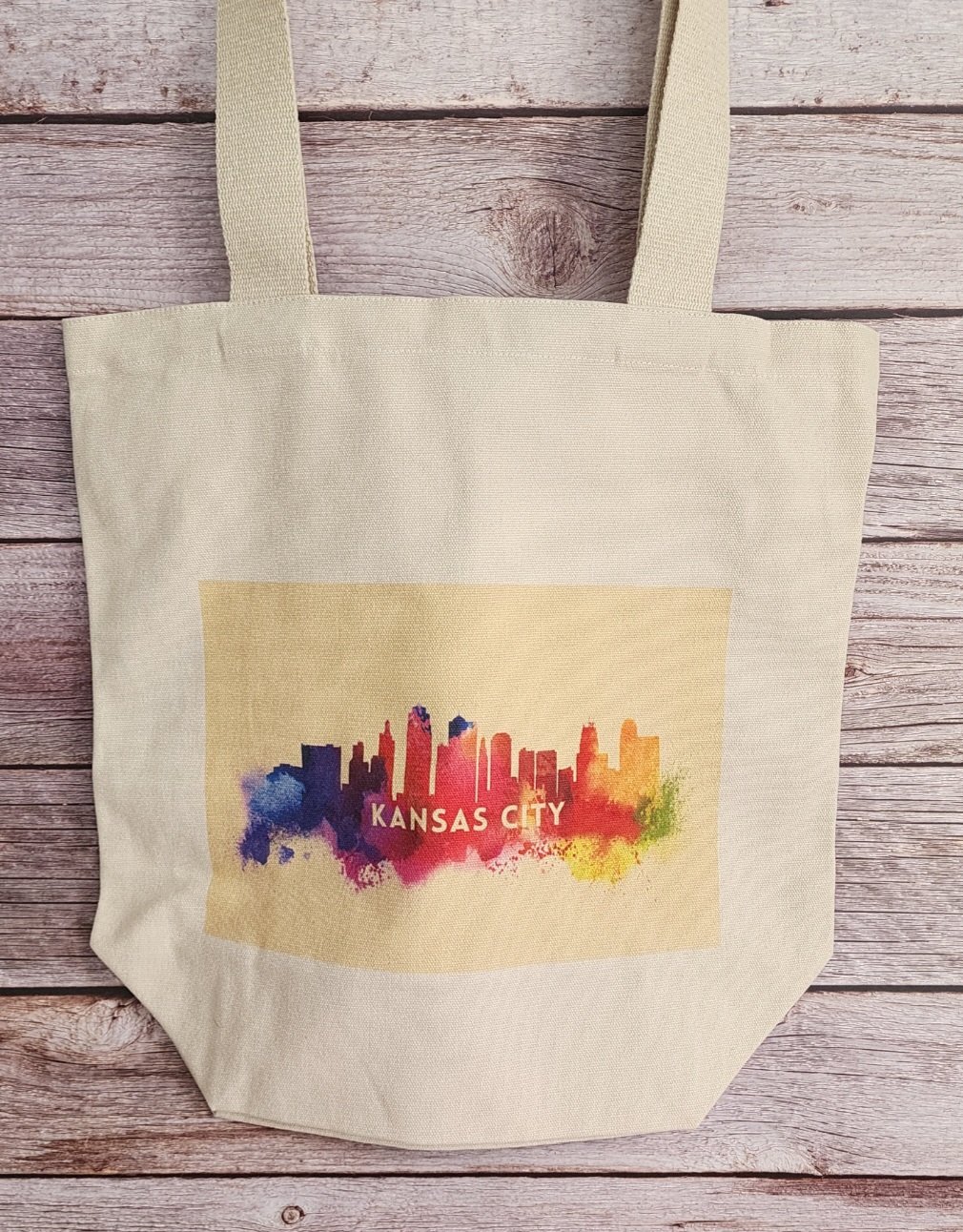 Kansas City Skyline Tote Bag Rainbow Colors