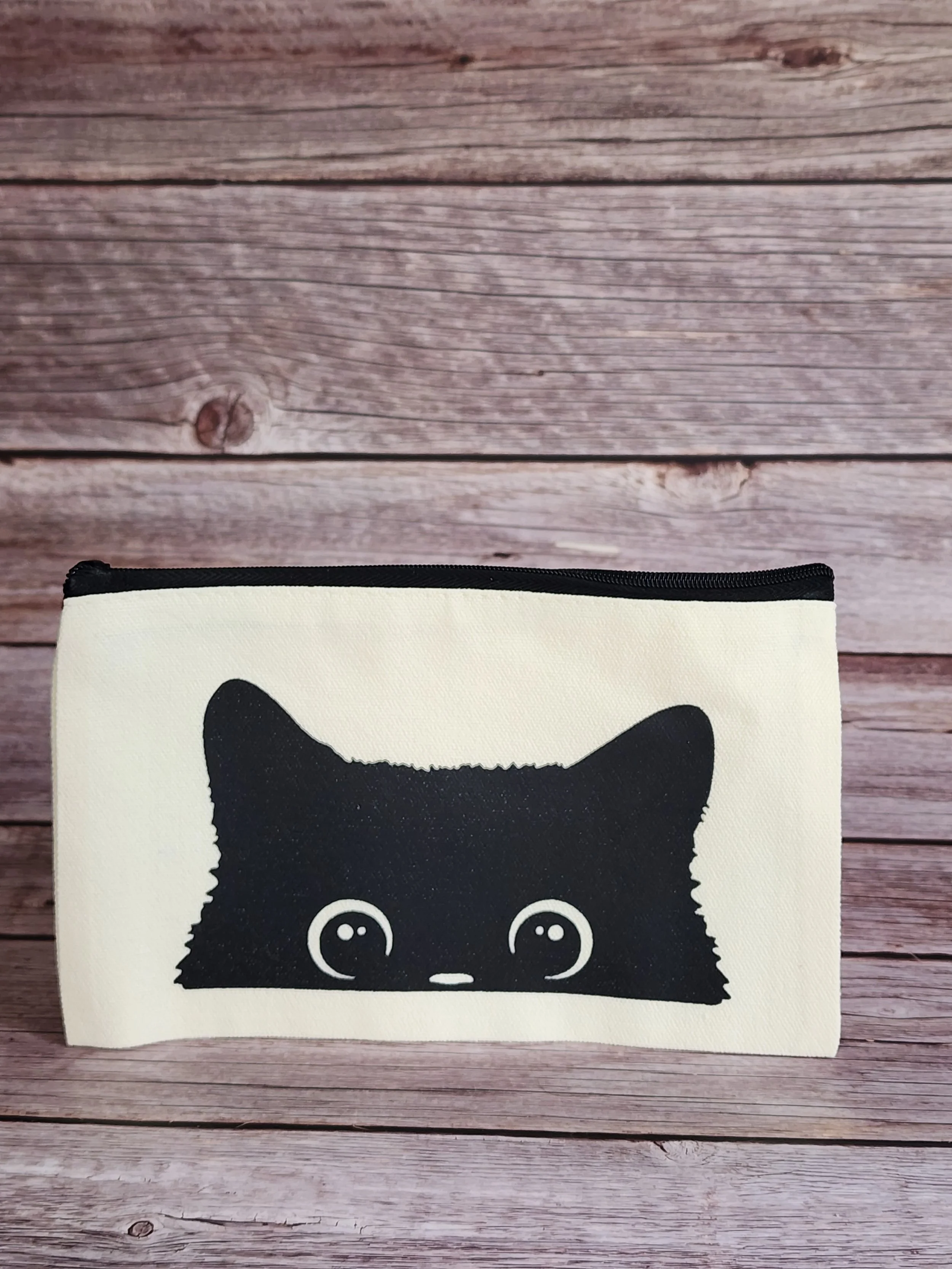 Peeking Cat Face Zipper Bag