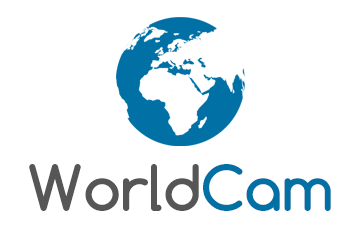 WorldCam logo with a blue globe and the text 'WorldCam' below.