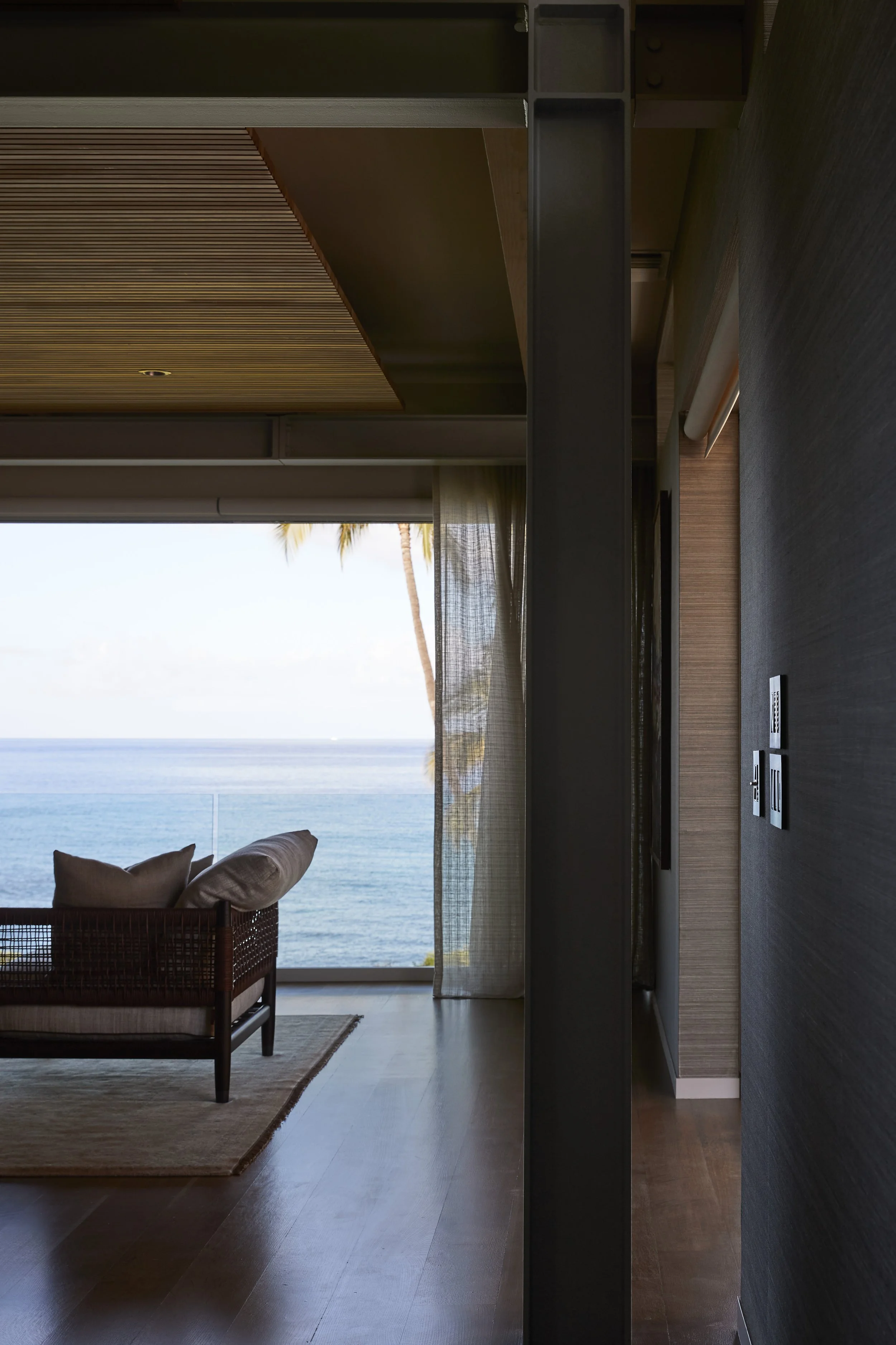 Maui Bedroom interior design by Sonya Cotter Design. Luxury coastal home.