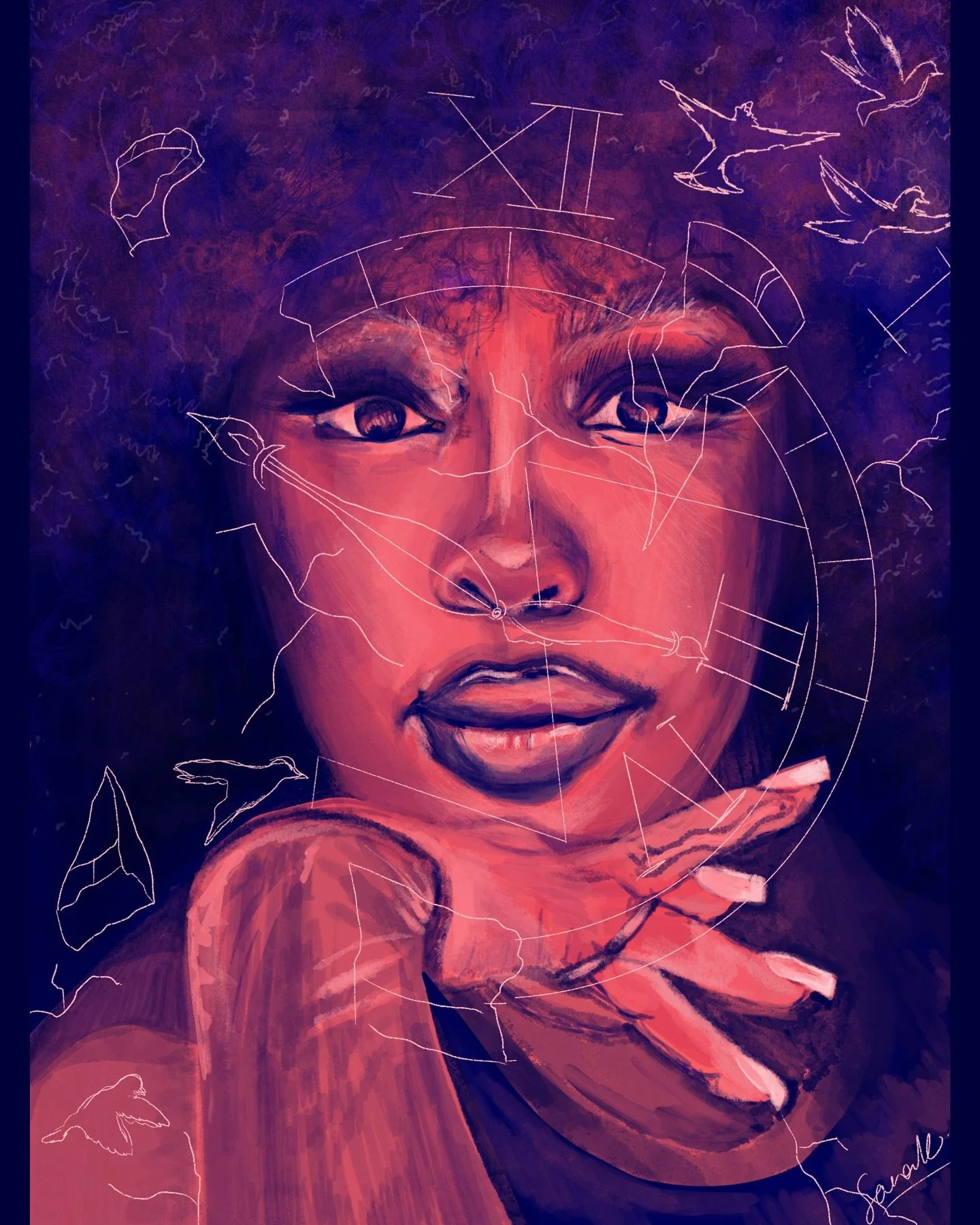 A full portrait of SZA, with close-up details that highlight the essence of her vibrant energy ✨ This artwork weaves together the warmth and color that defines @sza&rsquo;s creative spirit, while drawing inspiration from two of her iconic songs&mdash