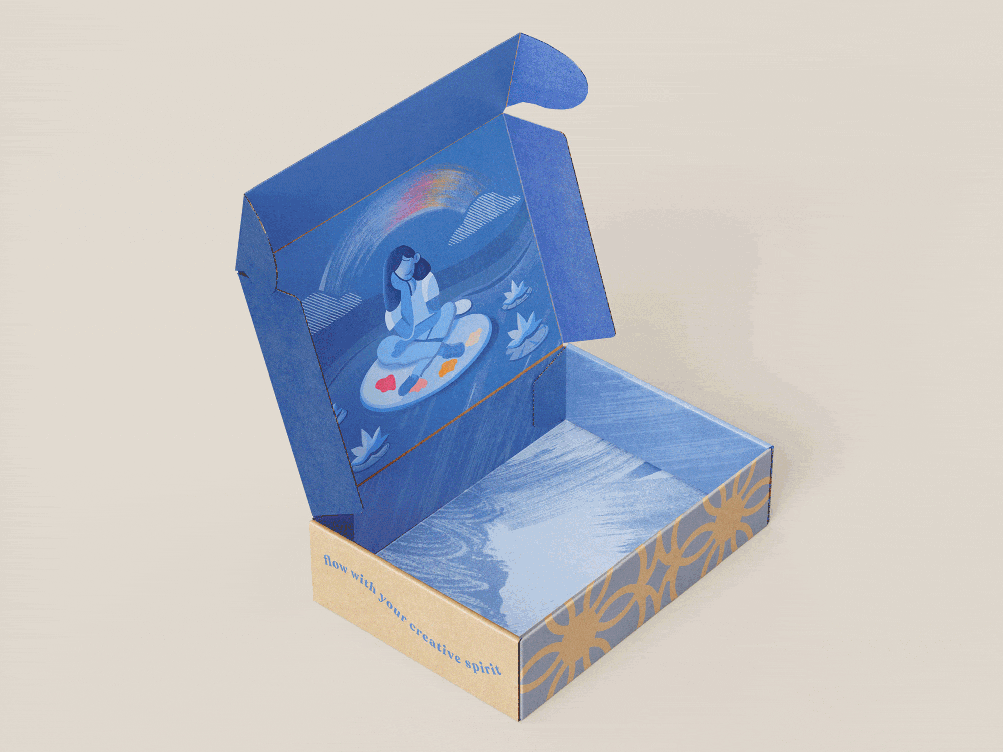 Gif of all three art kits revealed: painting, drawing, and pottery