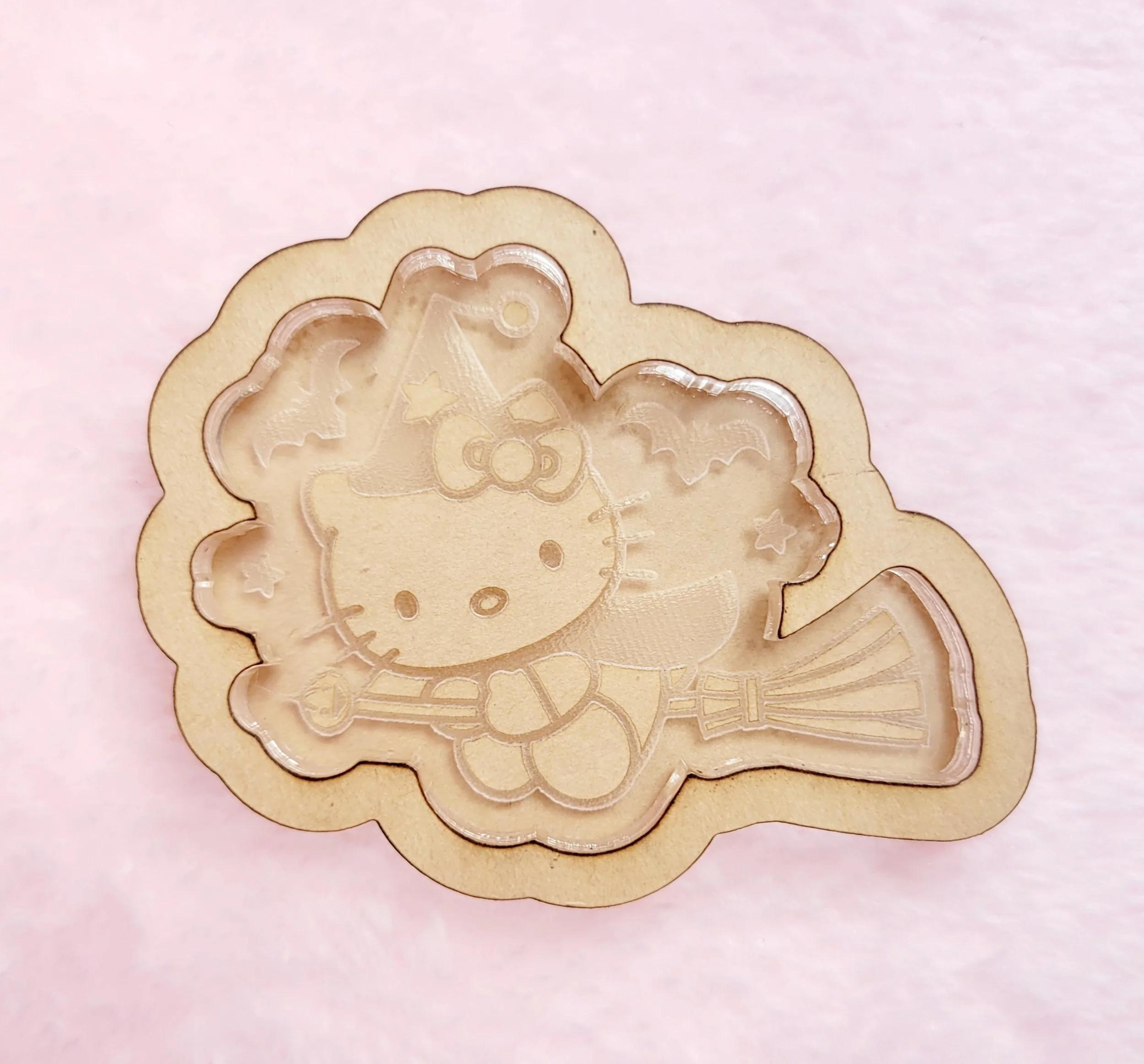 Kitty Witch on Pumpkin Broom Shaker