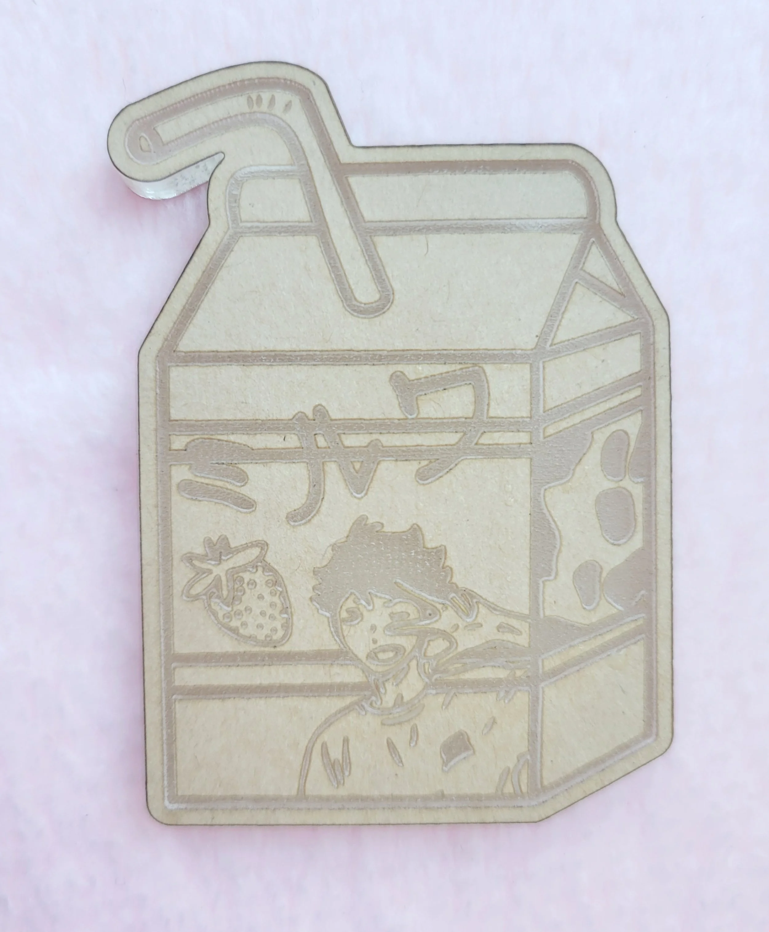 Anime Strawberry Milk With Straw Flat