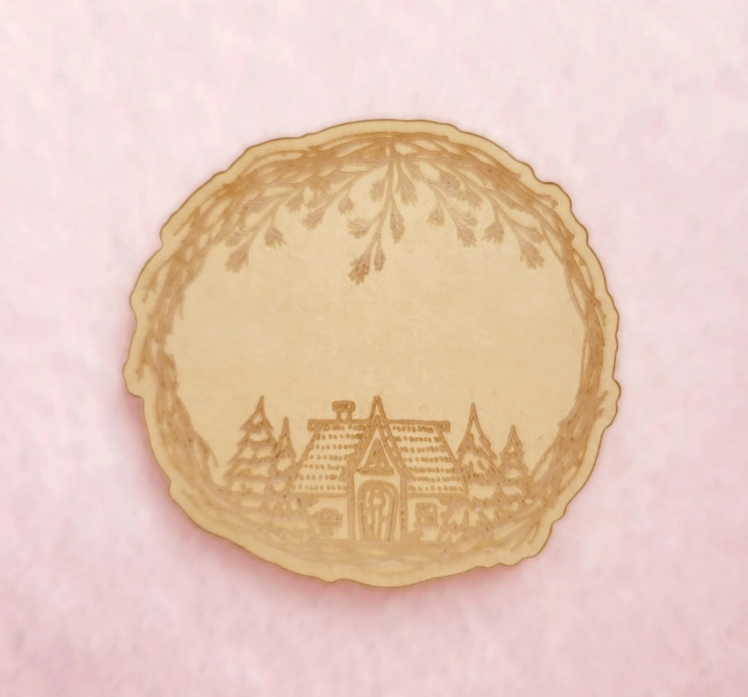 Winter Cabin Wreath Flat