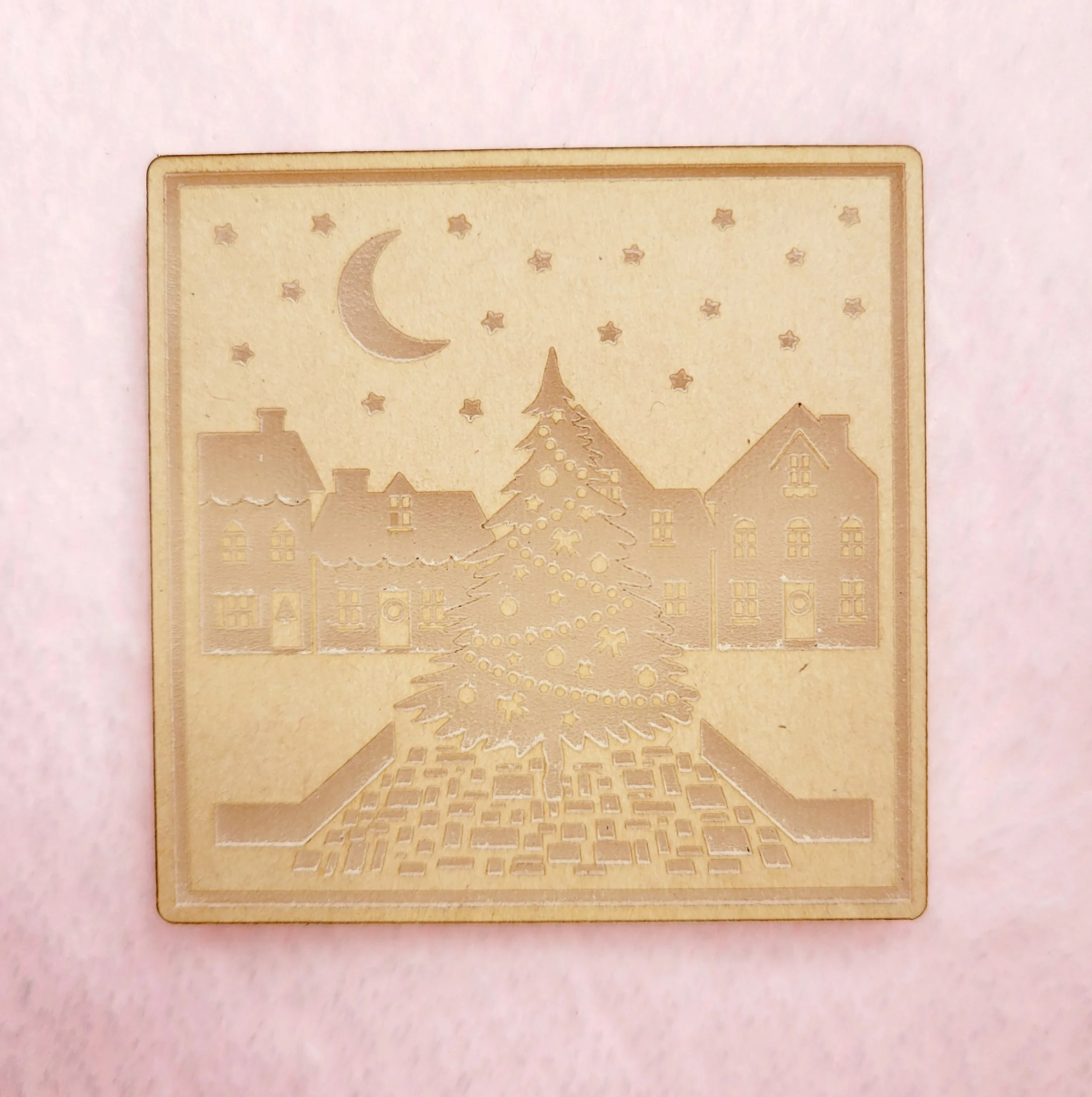 Winter Village Christmas Scene Flat