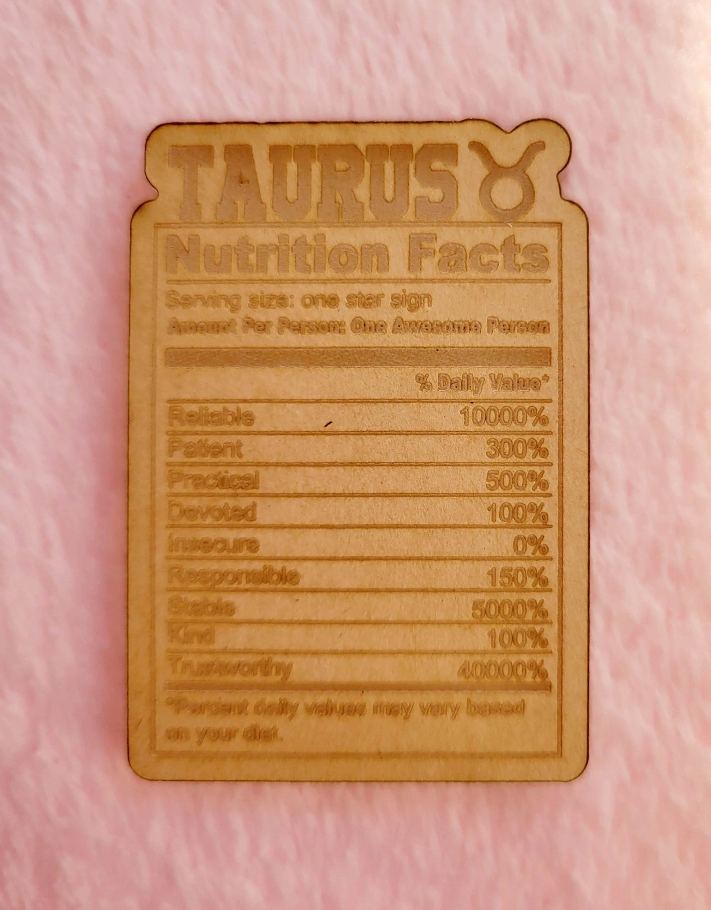 Taurus Nutrition Label Flat