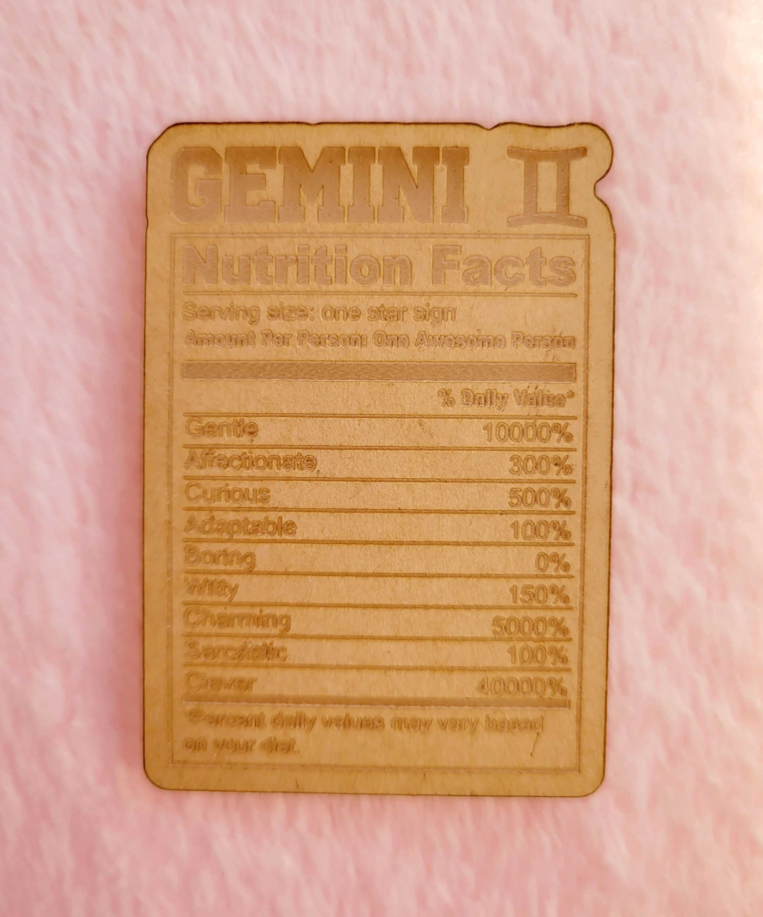 Gemini Nutrition Label Flat