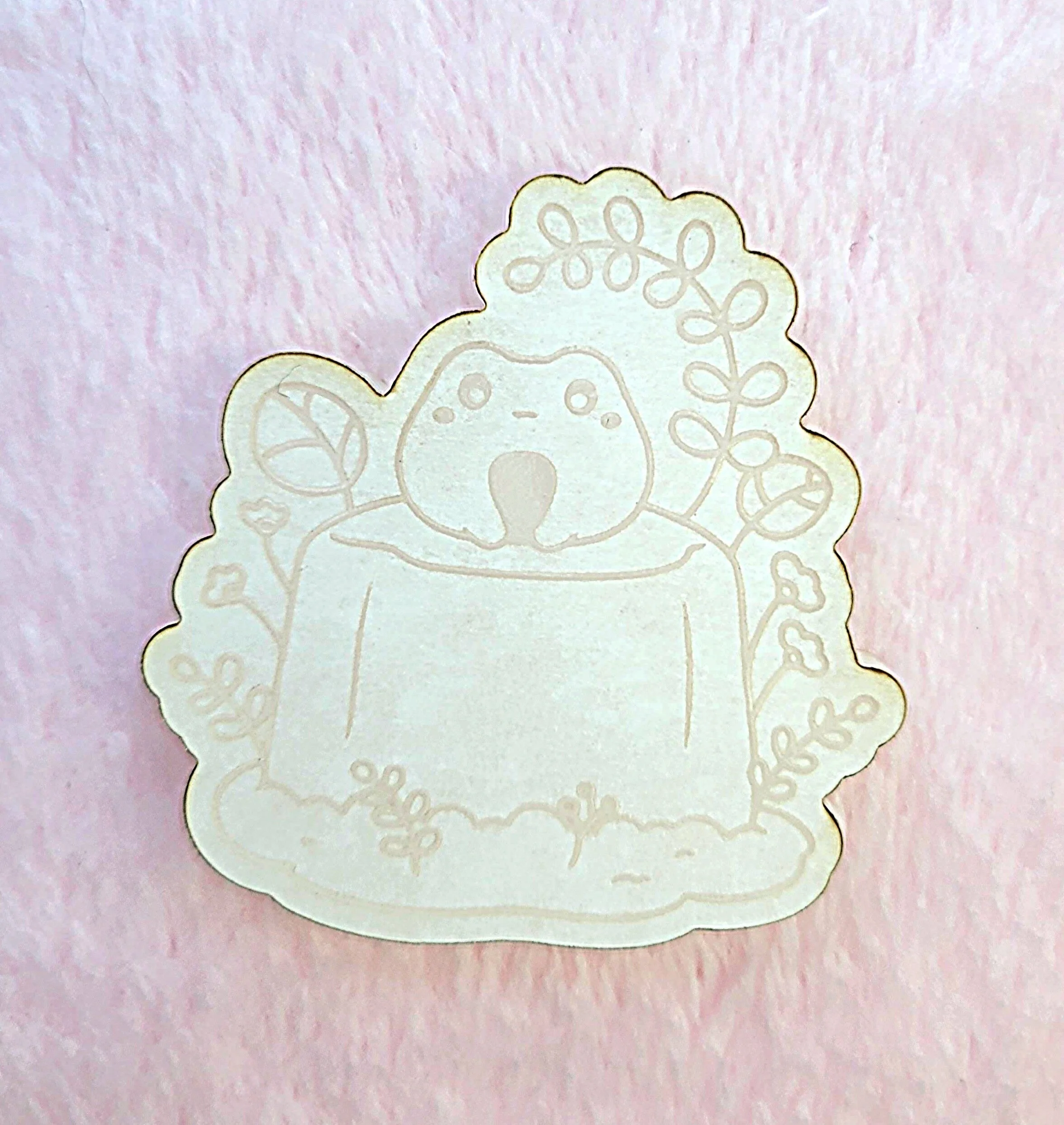 Kawaii Frog On Tree Stump Flat