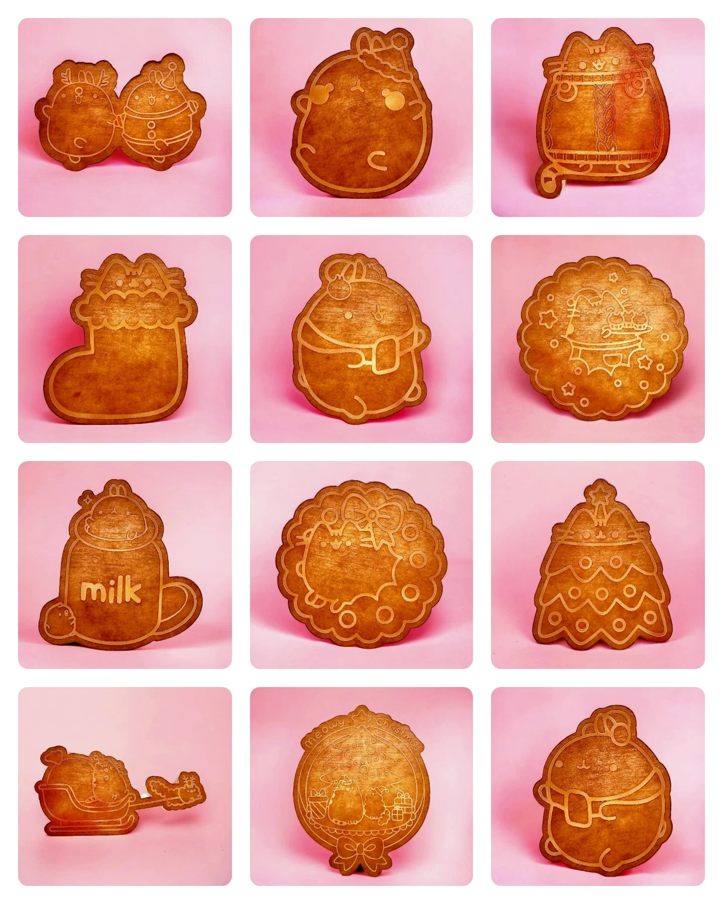 Chubby Cat & Cute Bunny Xmas Flats