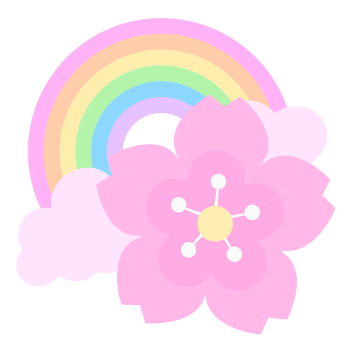 A pastel rainbow with a sakura blossom on top - decorative.