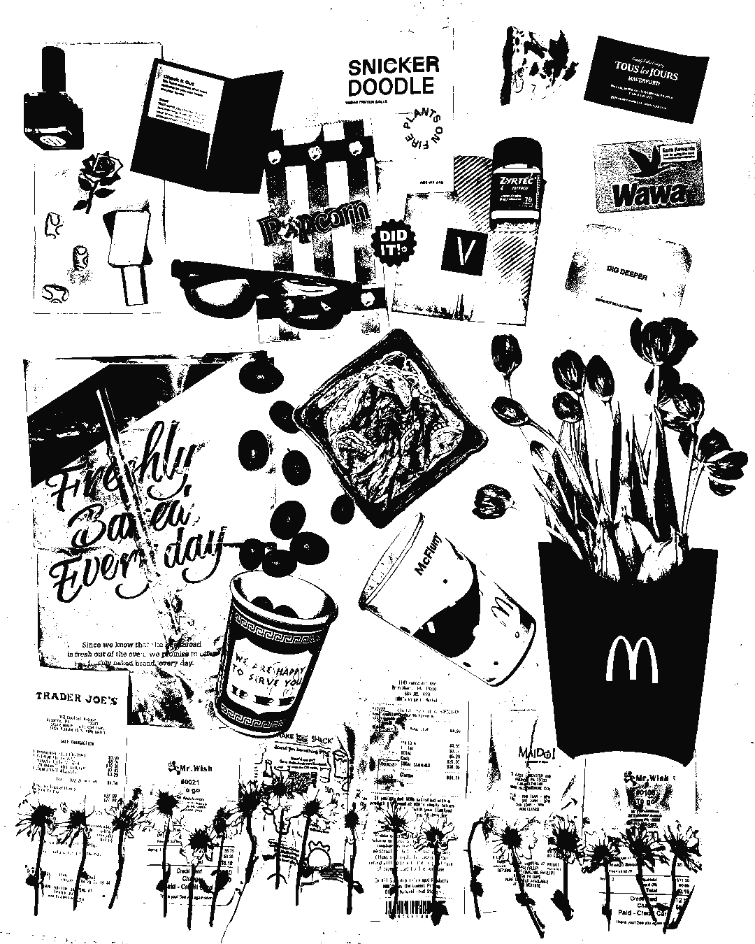 april 2022: my favorite bandana / dried easter tulips / evidence of boba addiction / allergy pills / baby snacks for beppe / perfectly ripe kumquats