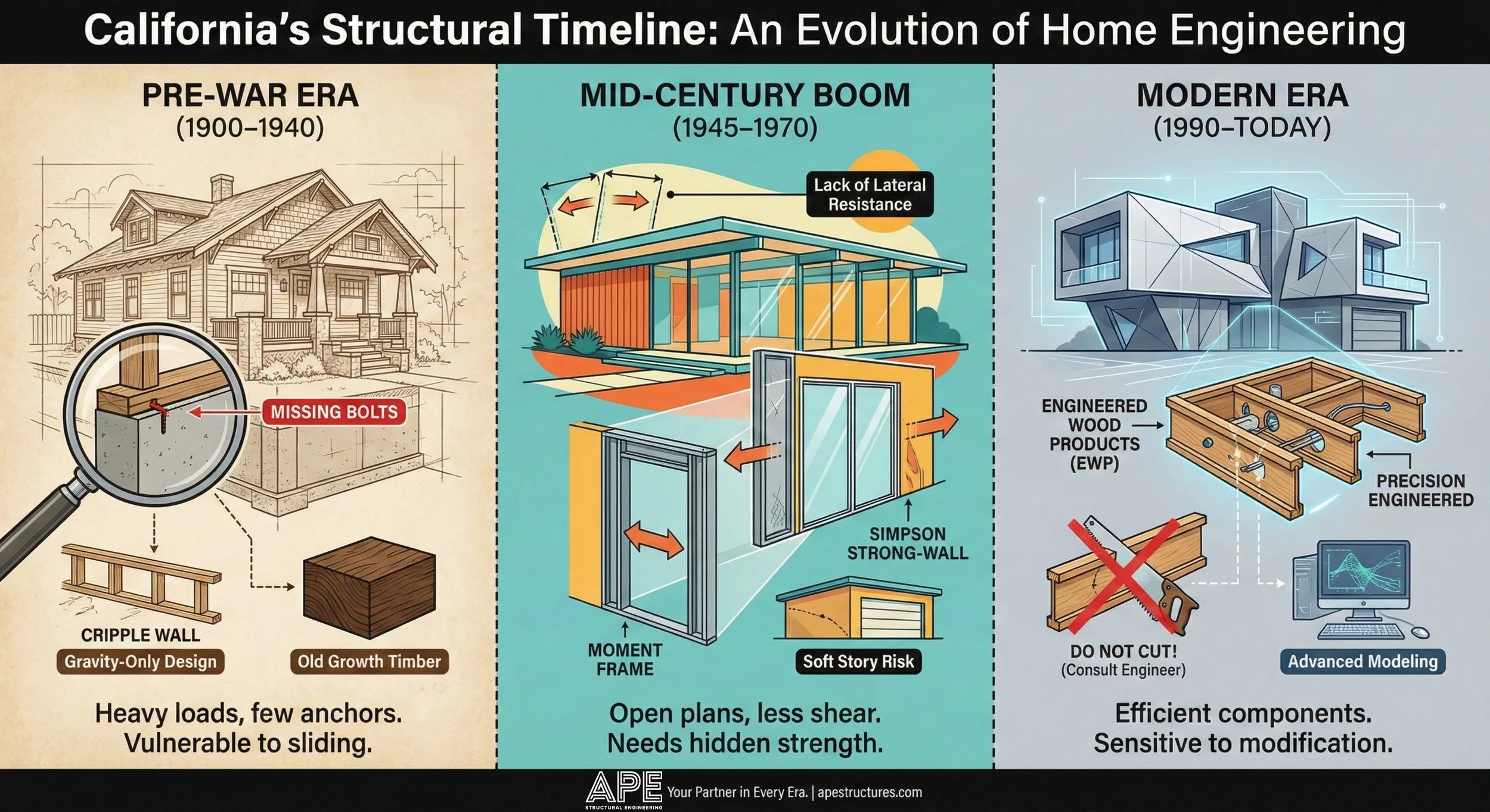 Construction Development History History of Structural Engineering: The California Home Evolution — APE ...