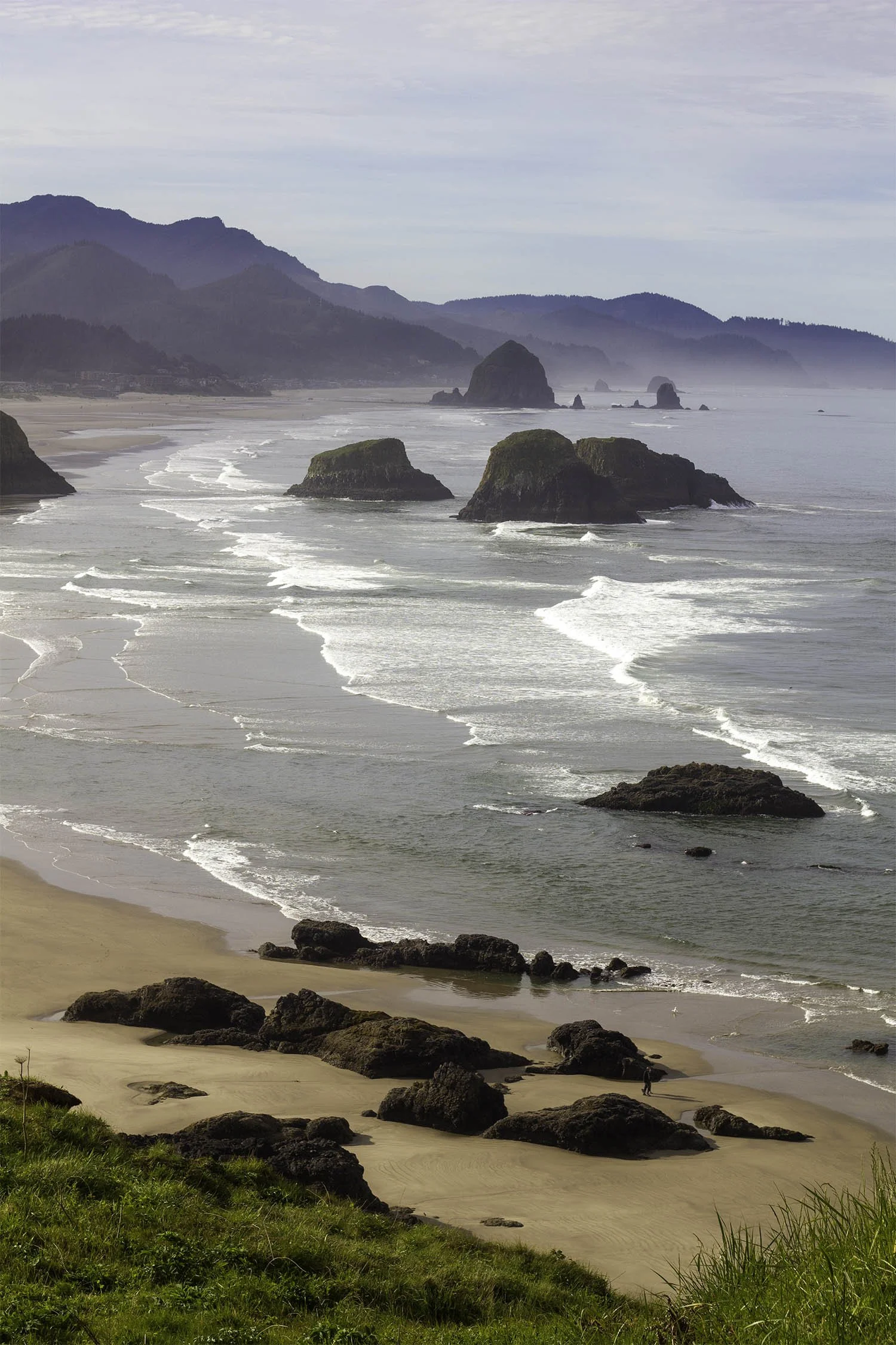 View of the ocean and haystack rock from Ecola State Park in Cannon Beach Oregon. 
