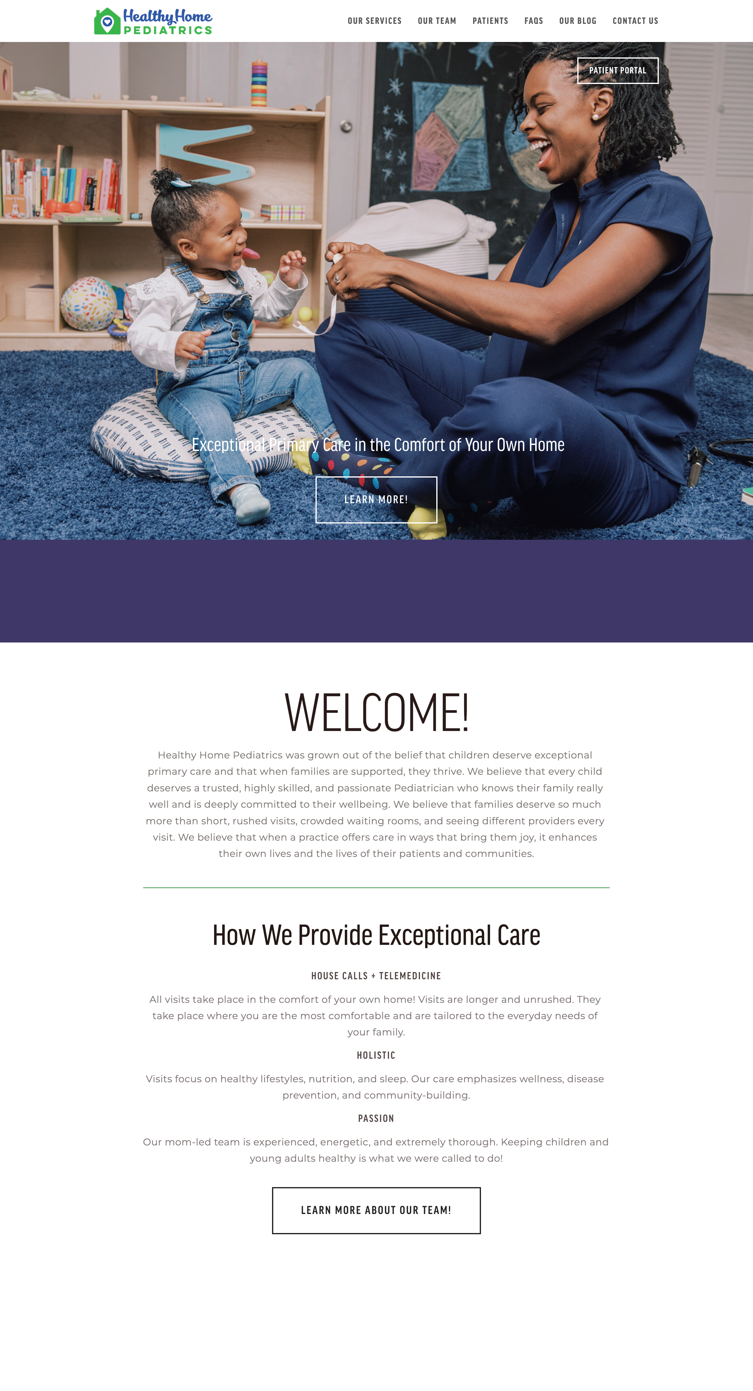 WEBSITE DESIGN | I designed the websites for Healthy Home Pediatrics & Dr. Lena, MD, two Black- & woman-owned medical practices providing pediatric care via house calls.