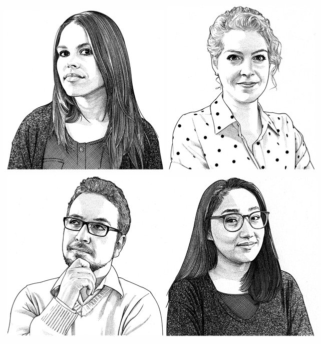 Pen and Ink Stipple Portraits for Feed the Pig Campaign — Pen