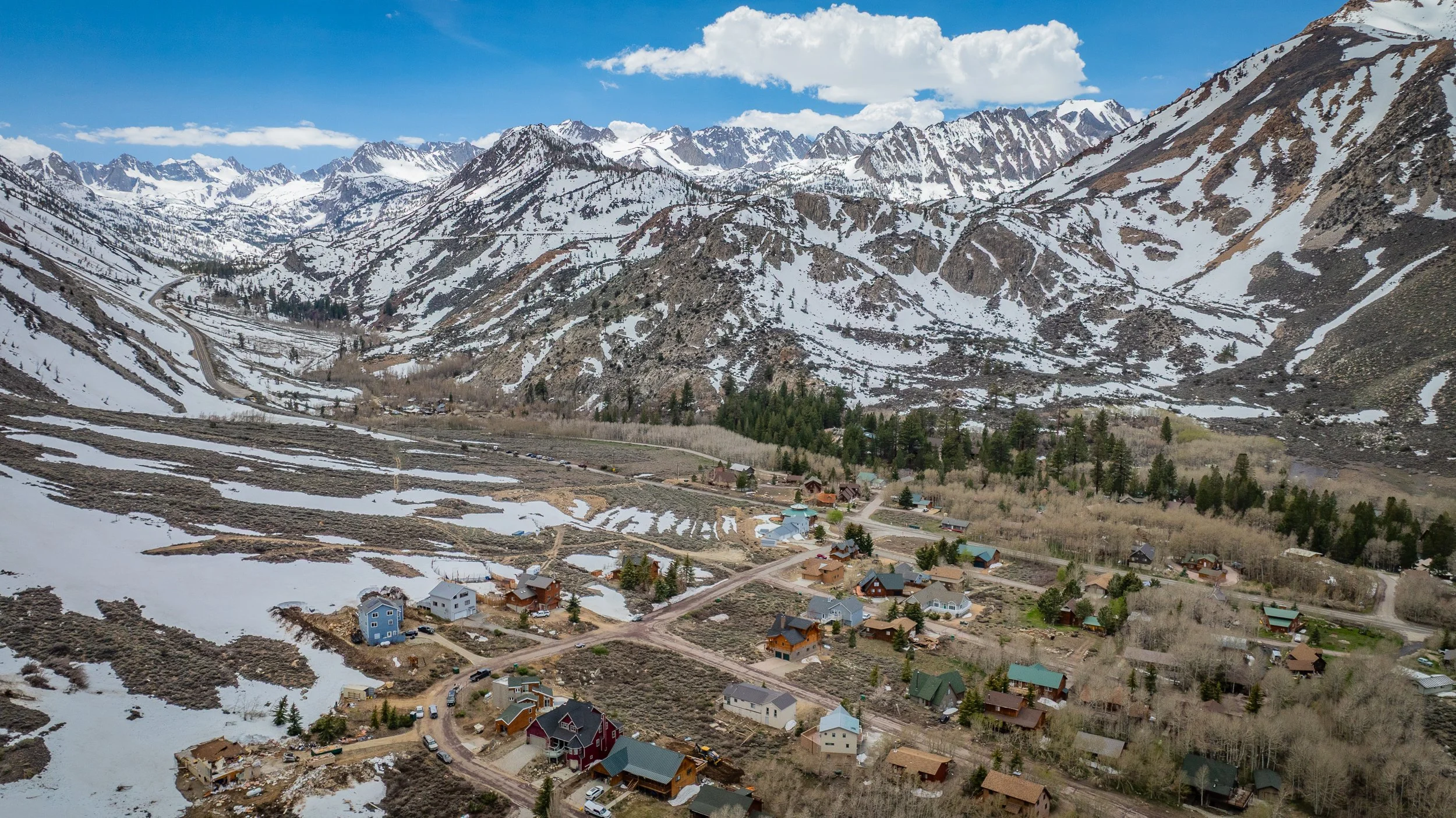 Aerial View of Aspendell Community in Spring, Bishop CA Real Estate