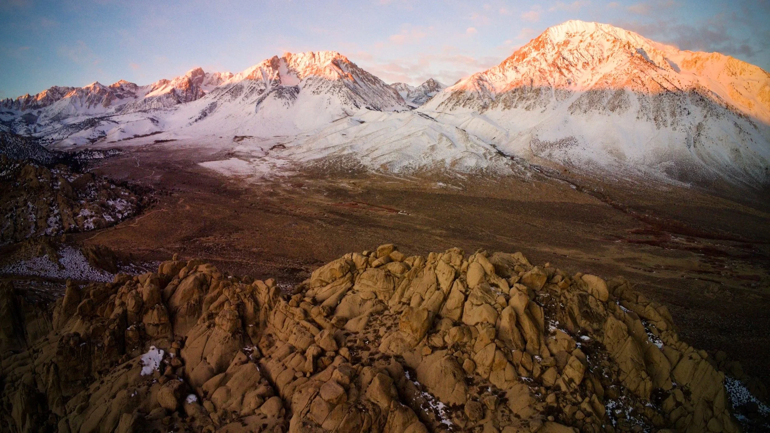 Buttermilk Boulders at Dawn Drone Photo
